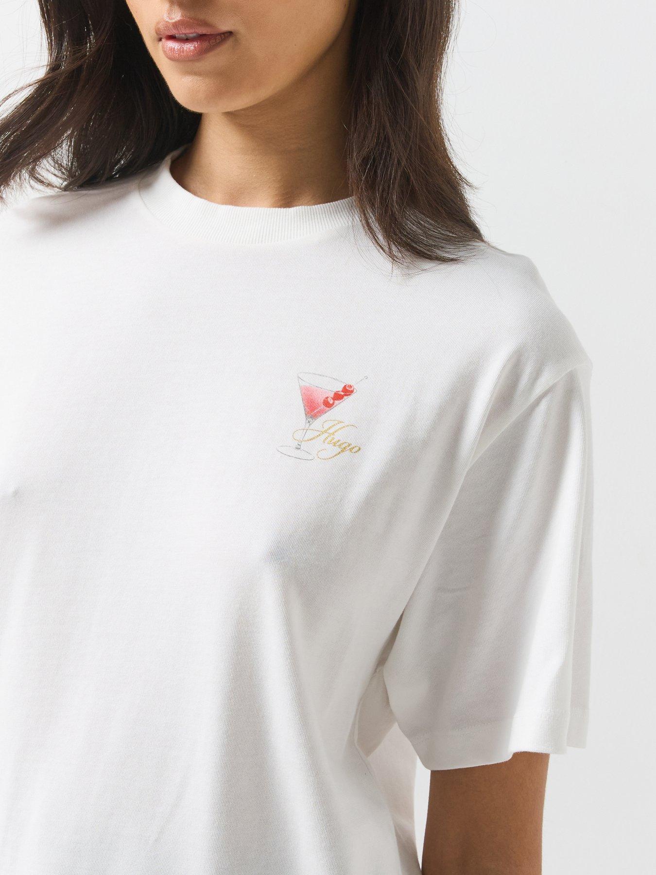 Image 5 of 6 of HUGO Womens Regular Fit Graphic Print T-Shirt - Beige