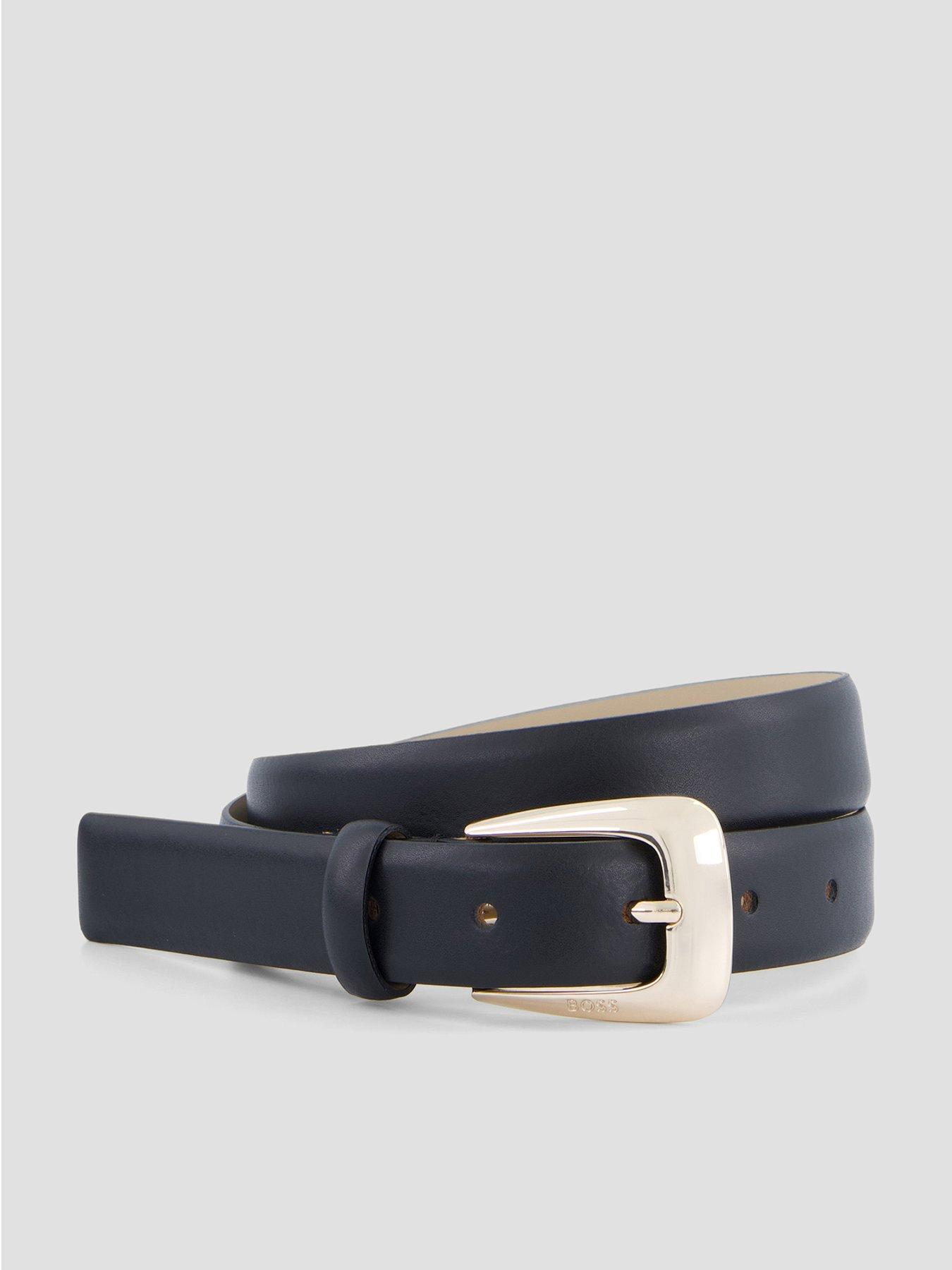Image 1 of 4 of BOSS Womens Adjustable Gold-Tone Buckle Medium Width Belt - Black