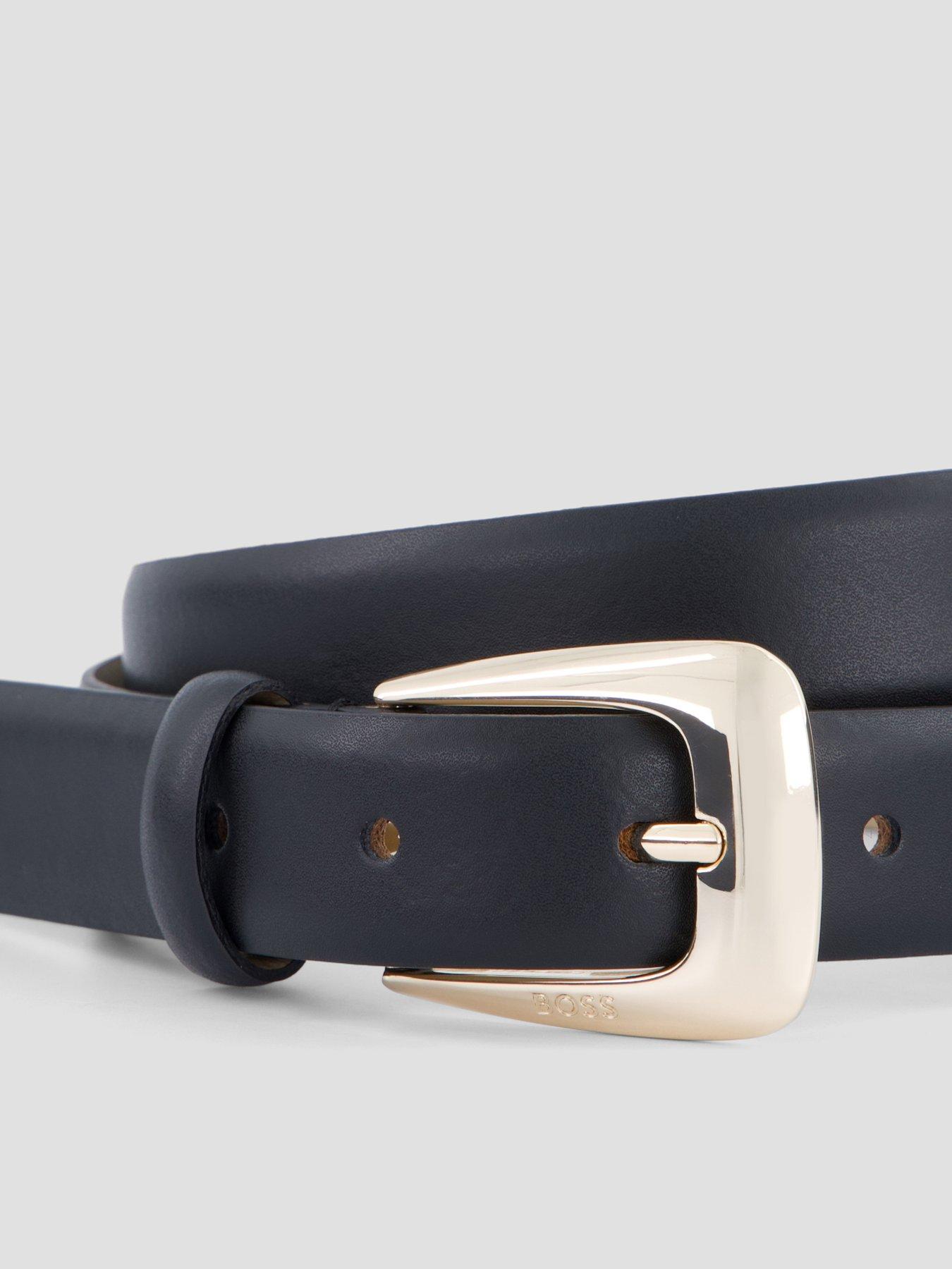 Image 2 of 4 of BOSS Womens Adjustable Gold-Tone Buckle Medium Width Belt - Black