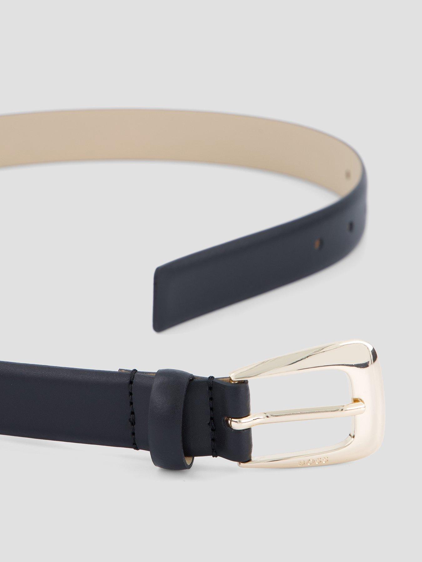 Image 3 of 4 of BOSS Womens Adjustable Gold-Tone Buckle Medium Width Belt - Black