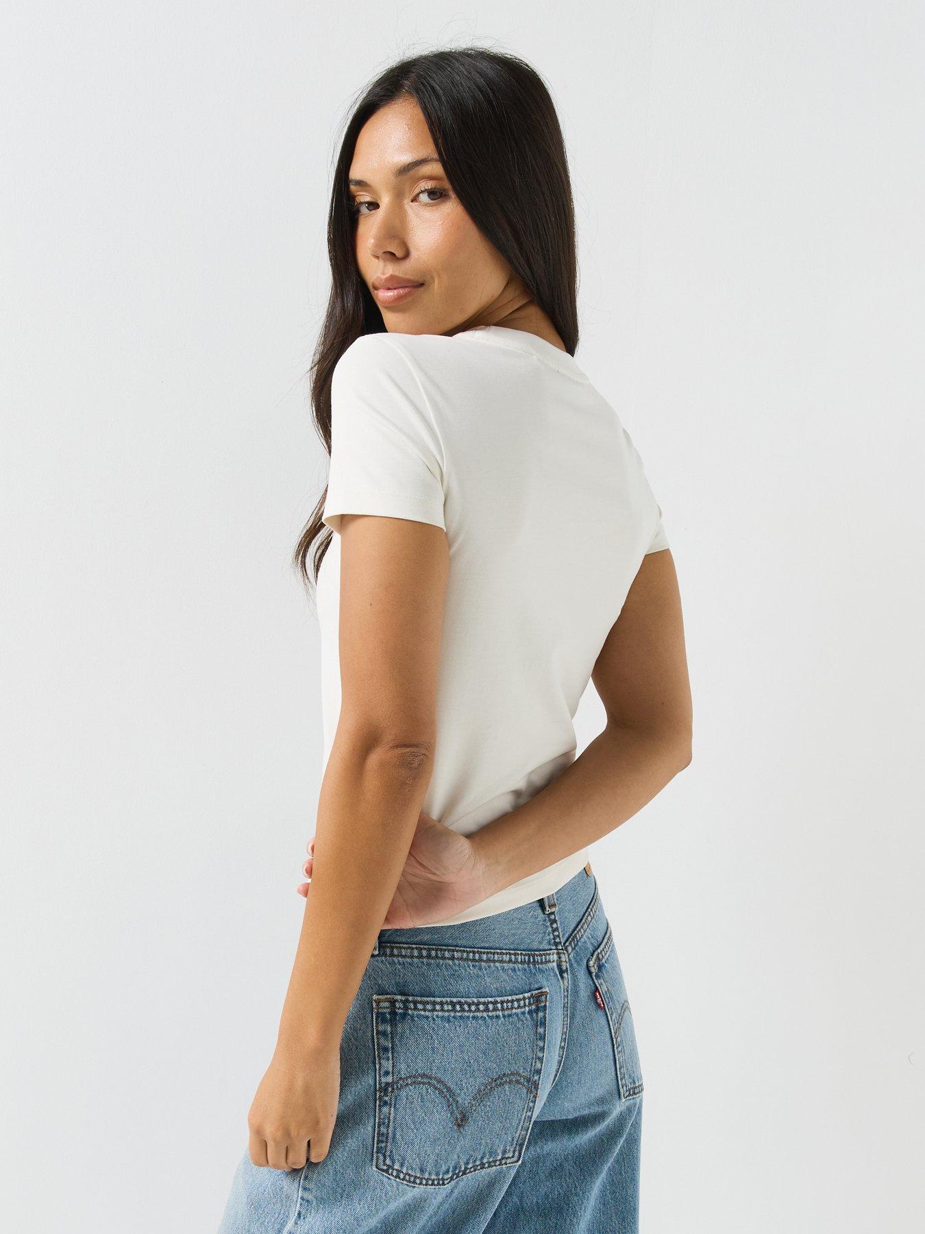 Image 2 of 5 of HUGO Women's 90s Chest Logo T-Shirt - White
