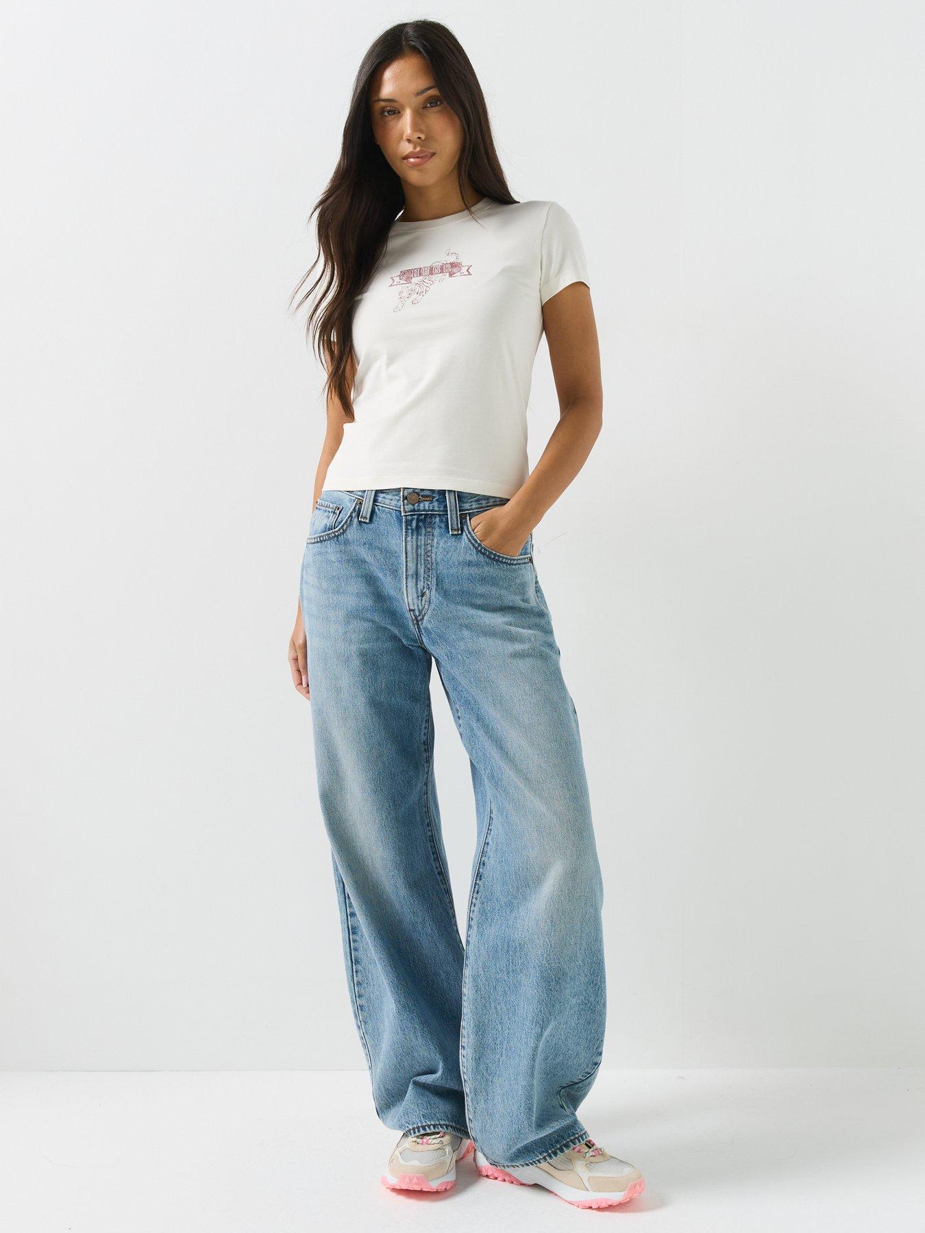 Image 3 of 5 of HUGO Women's 90s Chest Logo T-Shirt - White