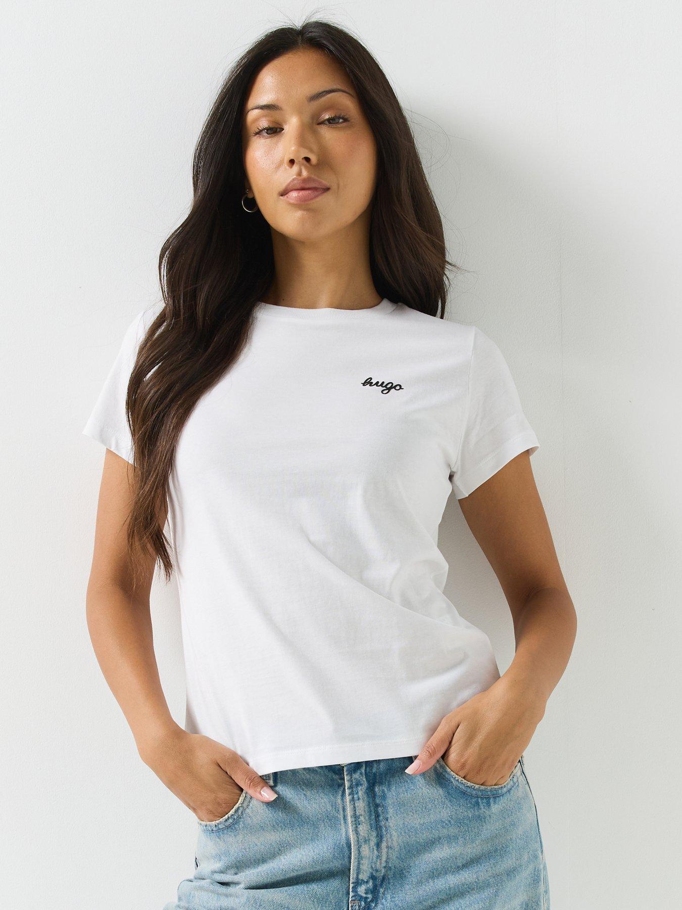 HUGO Cotton T-shirt With Script Logo And Relaxed Fit - White