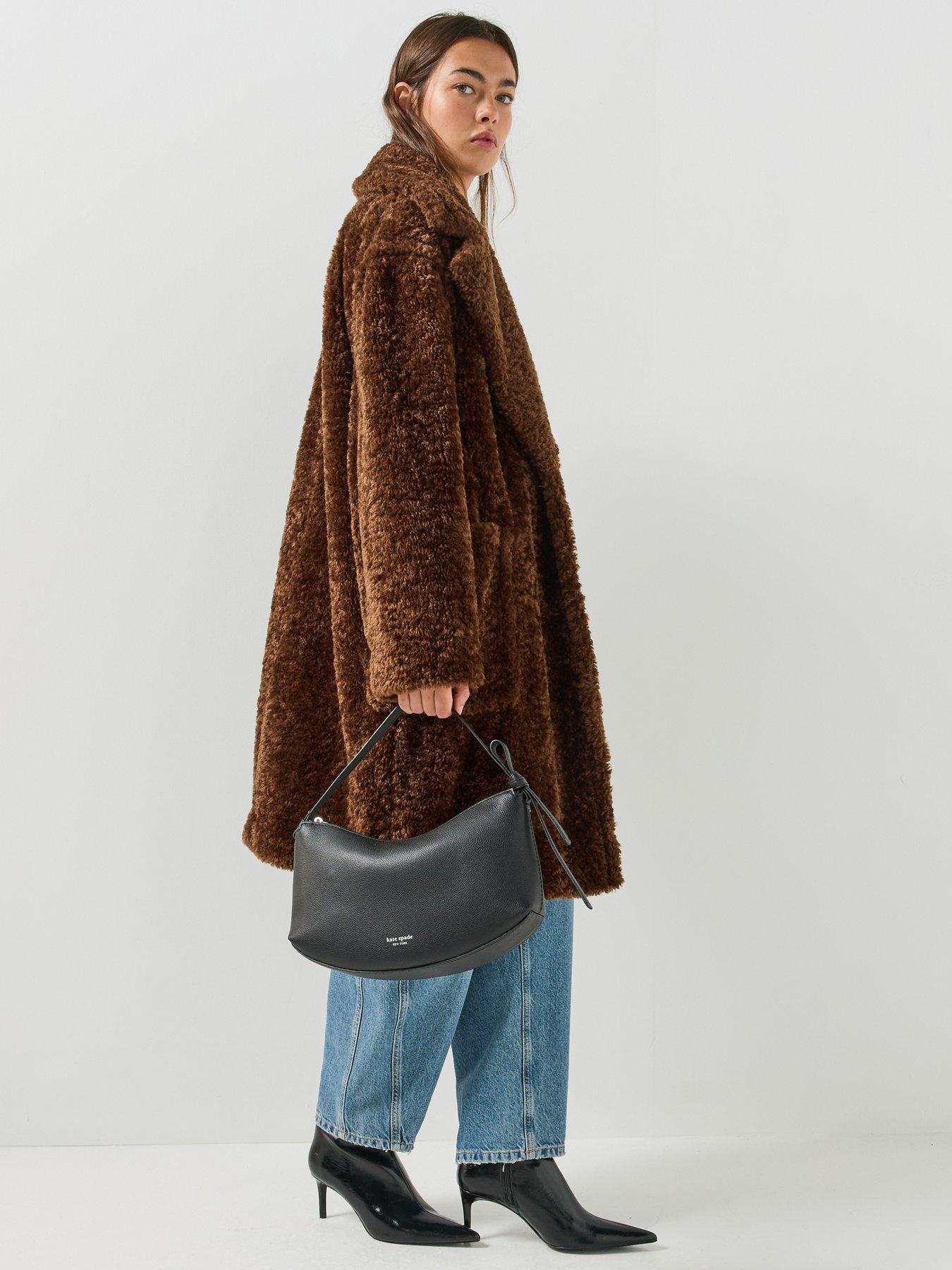 Image 5 of 6 of HUGO Womens Midlength Teddy Coat - Brown
