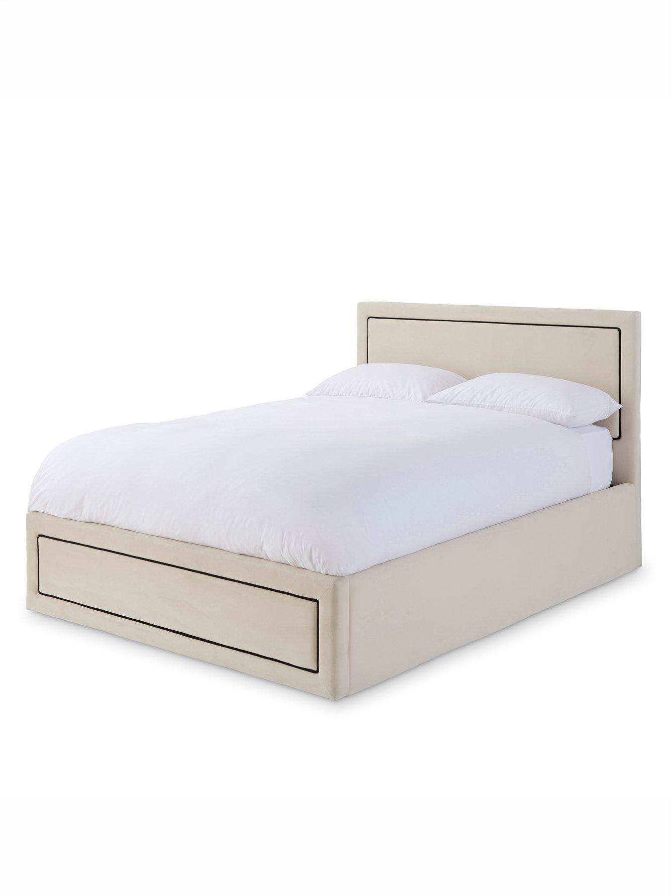 Image 4 of 7 of GFW Cloe Velvet Ottoman Bed with Sleepycastle Mattress Options (Buy &amp; SAVE!) - Natural/Black