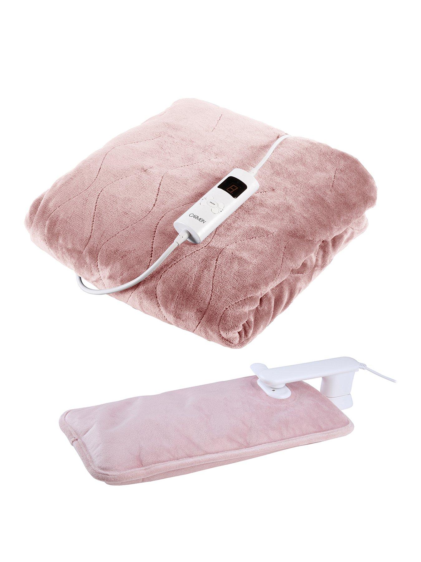 Image 1 of 6 of Carmen Rechargeable Hot Water Bottle &amp; Luxury Electric Heated Flow with Over Blanket, Pink