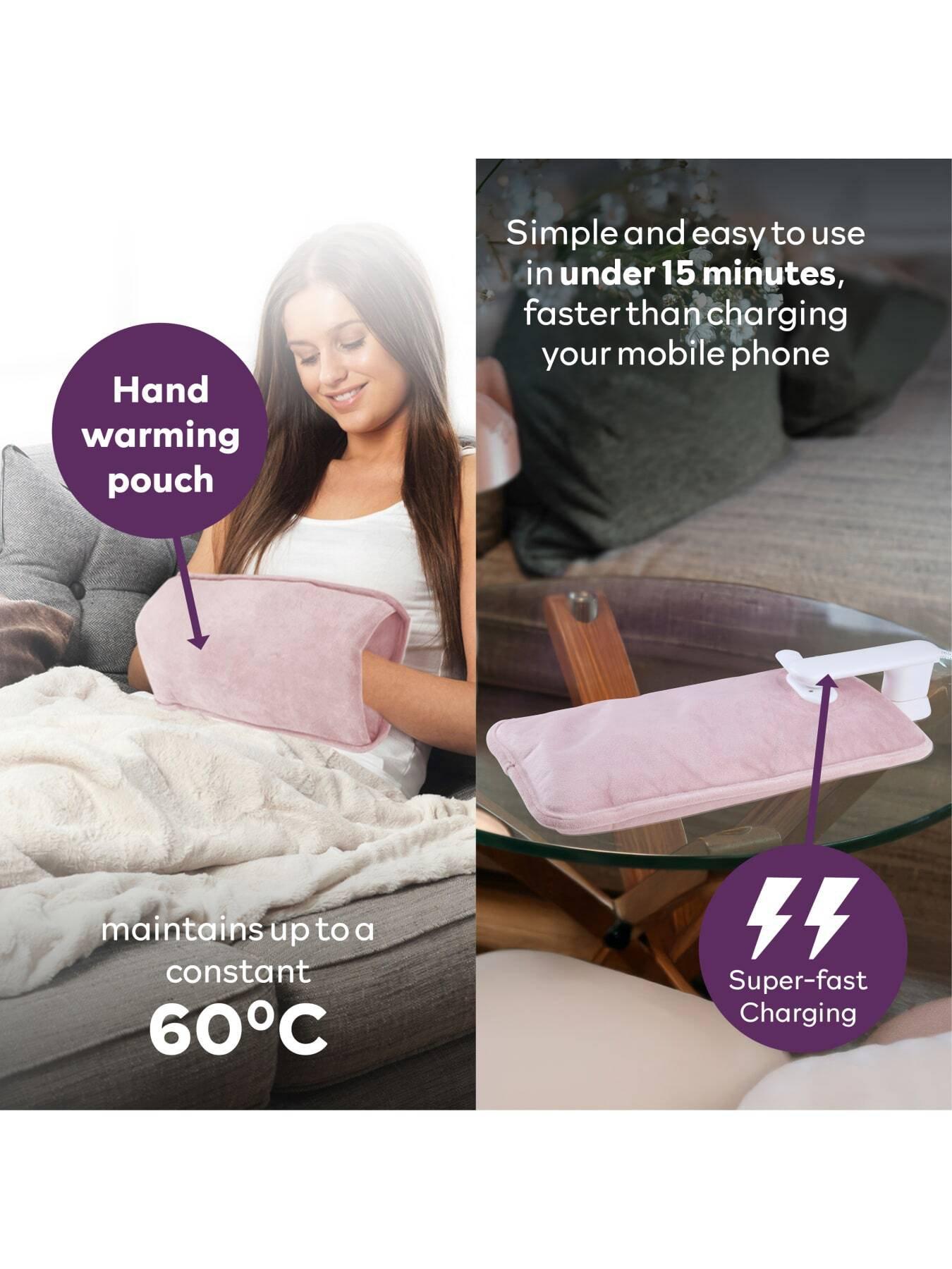 Image 5 of 6 of Carmen Rechargeable Hot Water Bottle &amp; Luxury Electric Heated Flow with Over Blanket, Pink