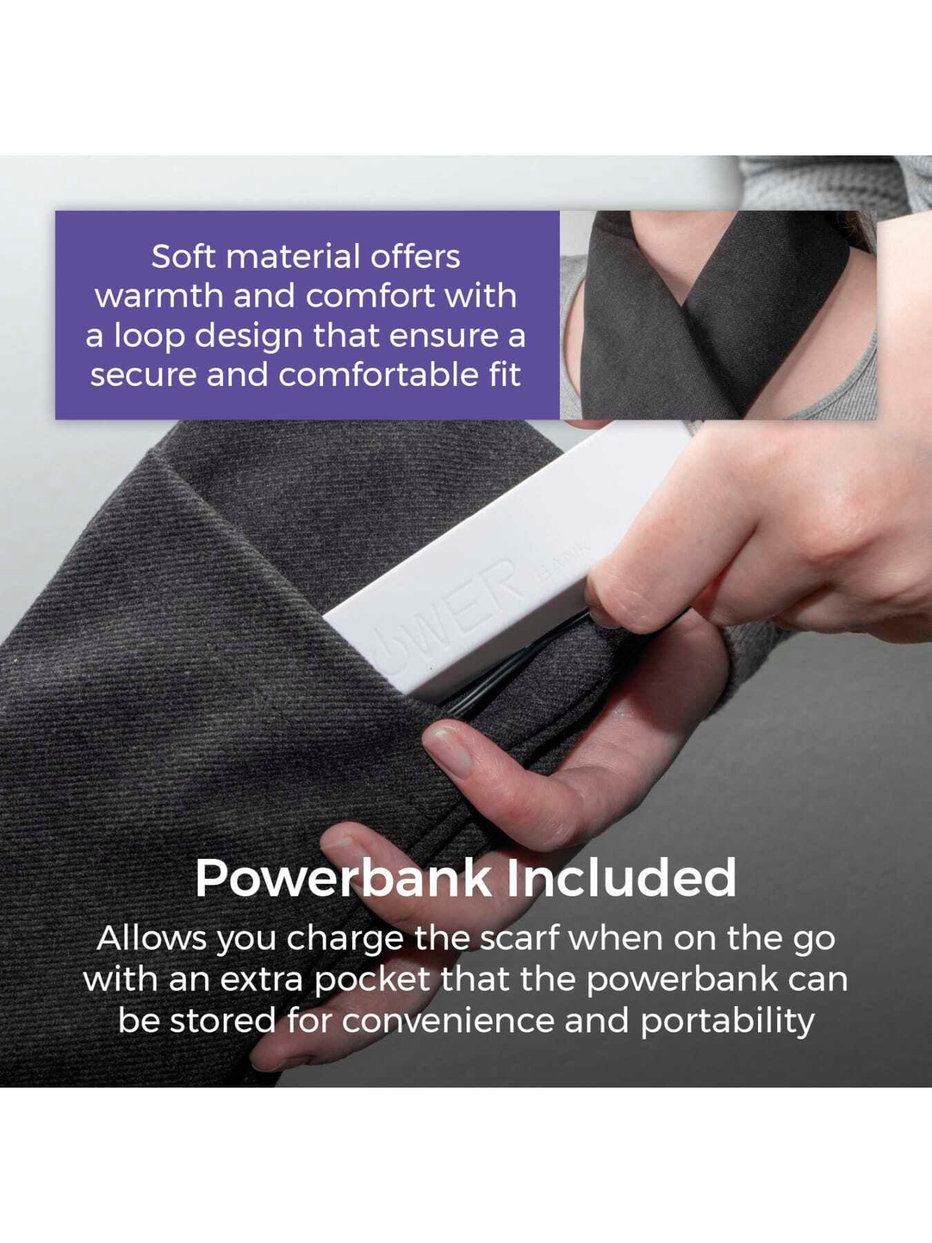 Image 5 of 7 of Carmen Heated Neck Wrap/Scarf, 3 Temperature Settings, Dark Grey