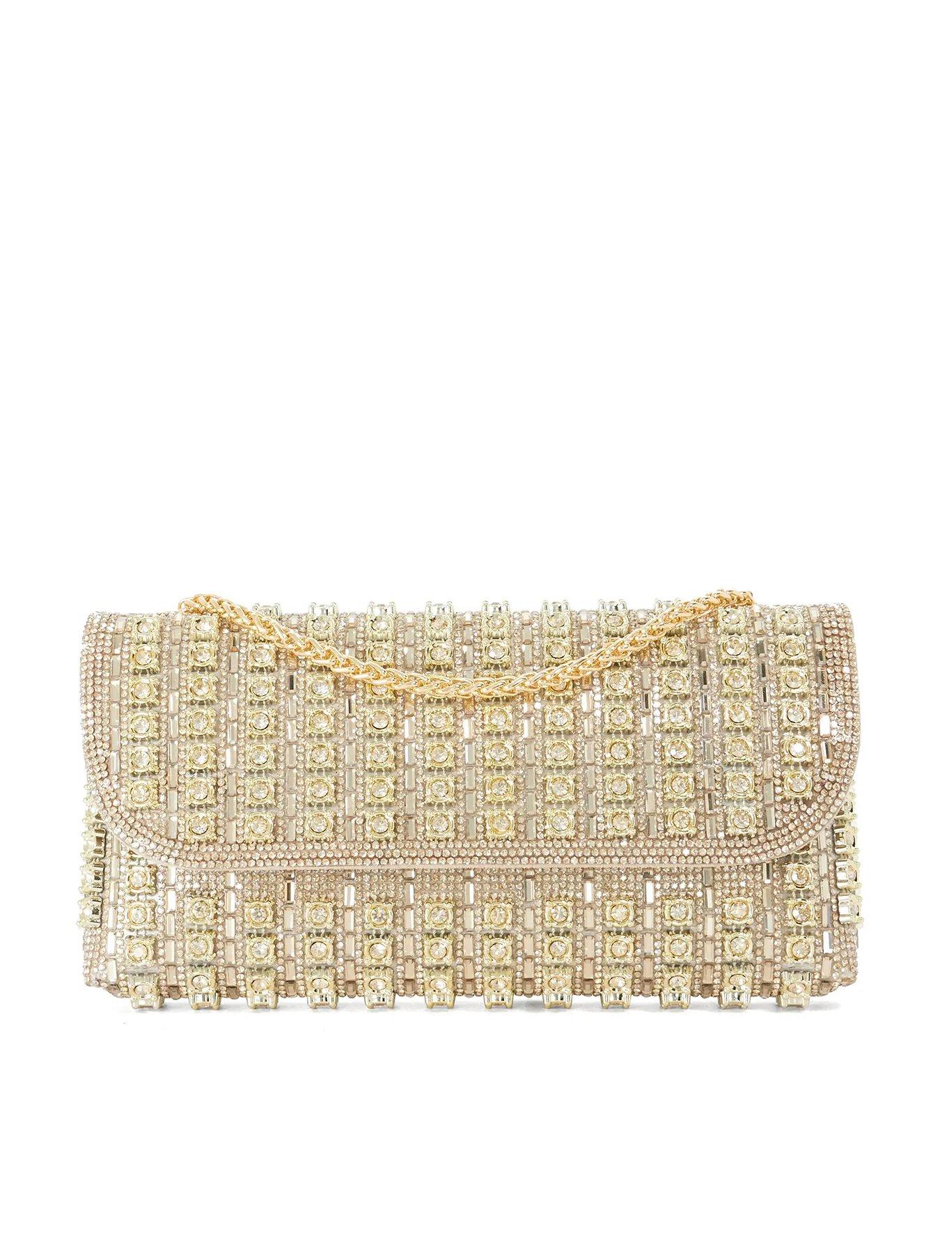 Image 1 of 6 of Dune London Elabourate Envelope Shoulder Bag - Gold