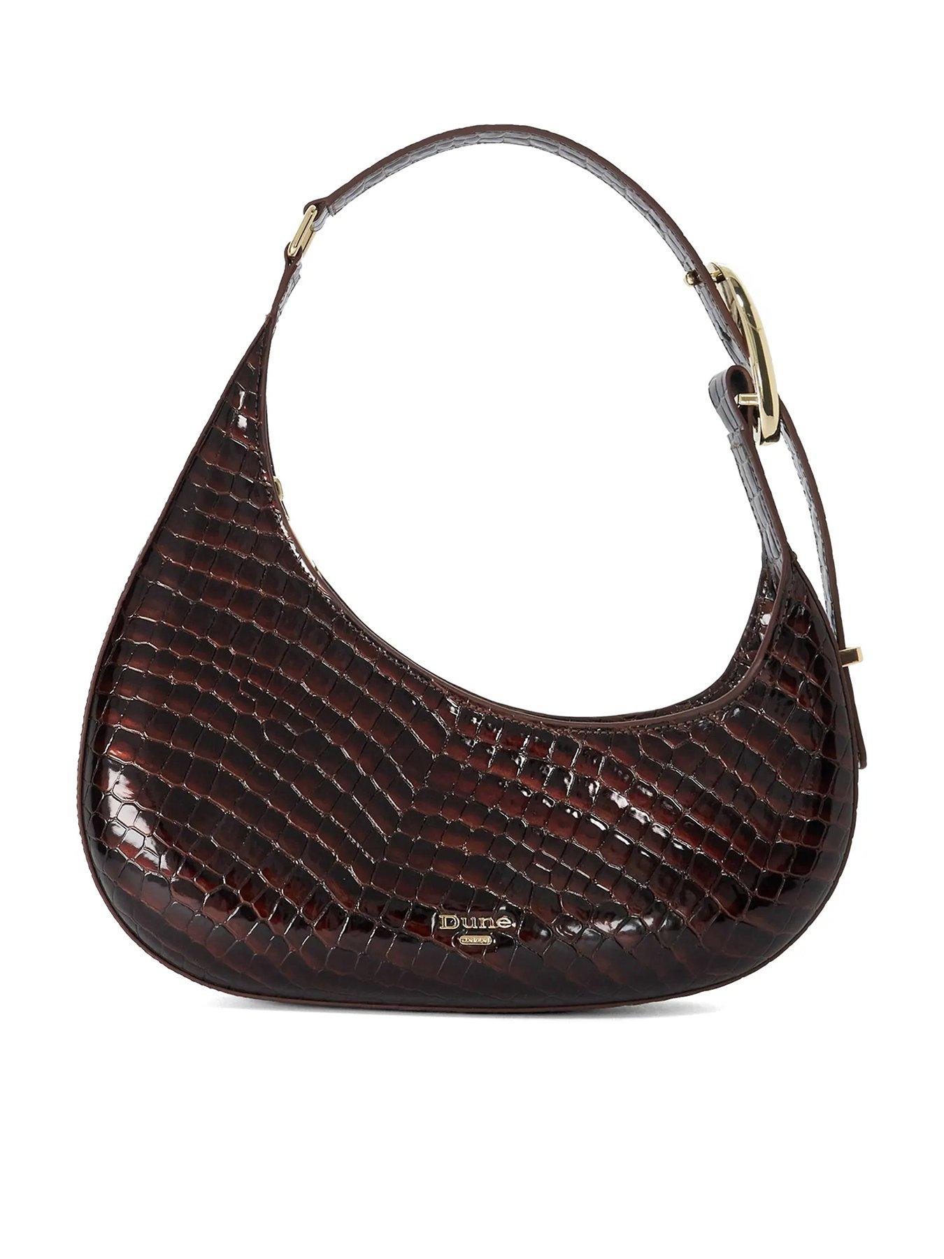 Dune London Disarming Croc Embossed Leather Shoulder Bag - Bronze