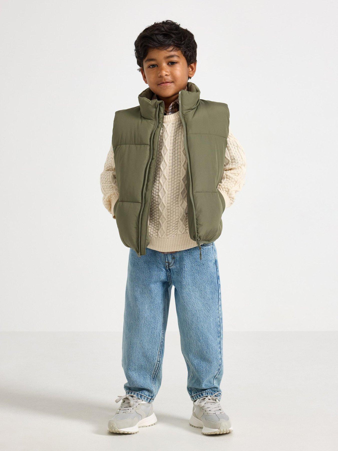 Image 1 of 4 of Lindex Boys Padded Zip Pocket Gilet - Khaki