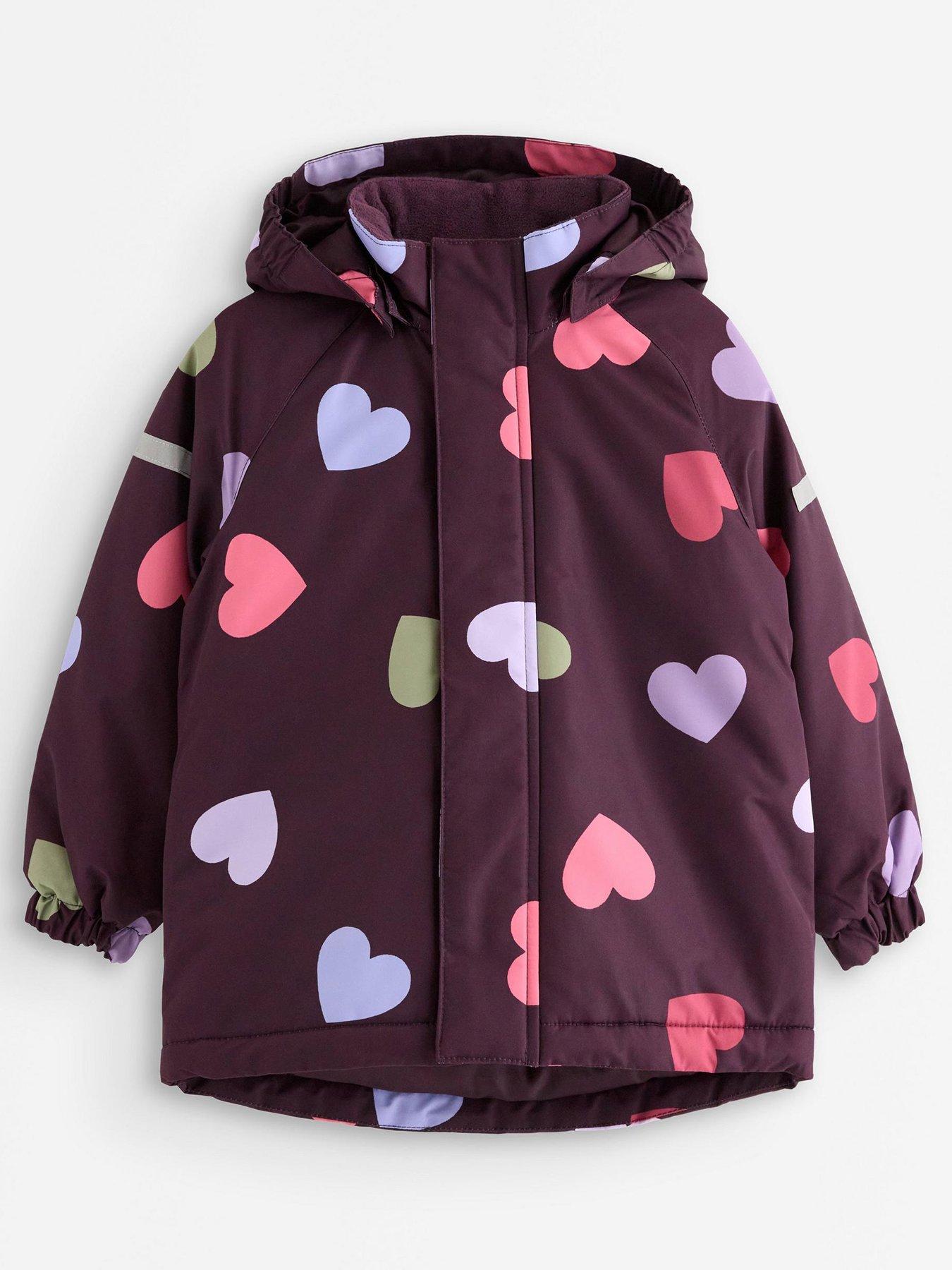 Image 2 of 4 of Lindex Younger Girls Padded Hooded Heart Print Jacket - Light Purple