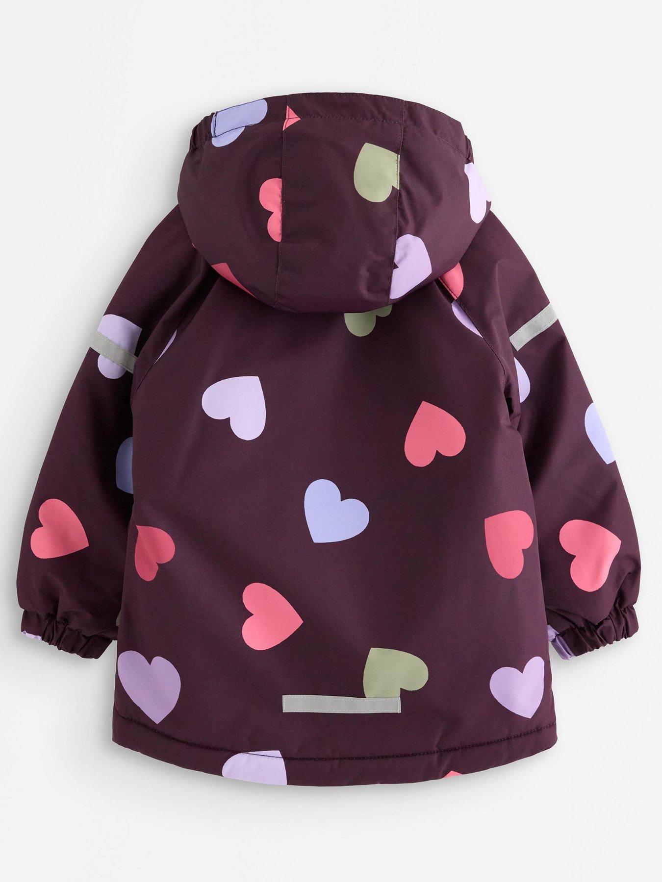 Image 3 of 4 of Lindex Younger Girls Padded Hooded Heart Print Jacket - Light Purple