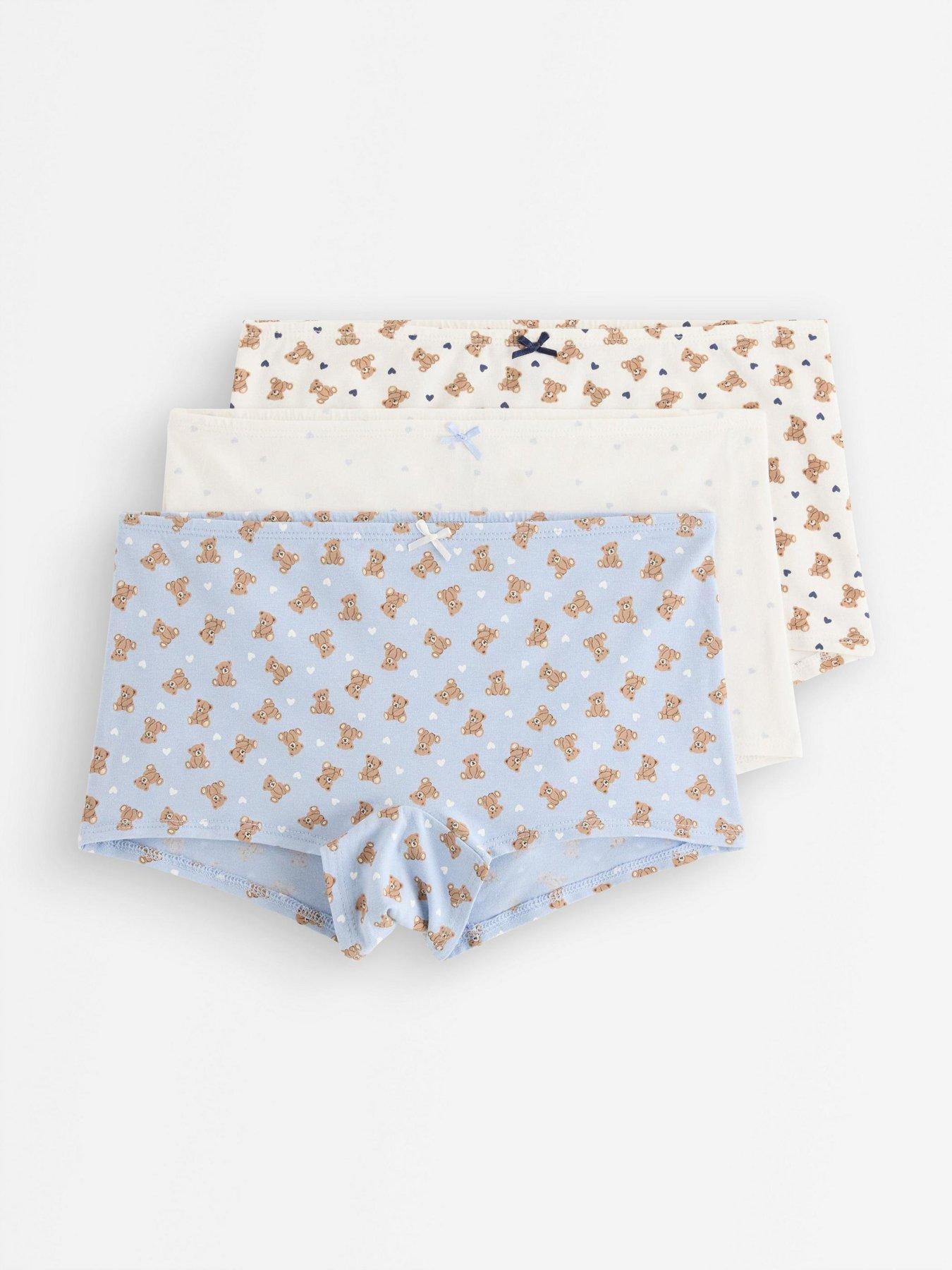 Image 1 of 3 of Lindex Girls 3 Pack Teddy Boxer Briefs - White