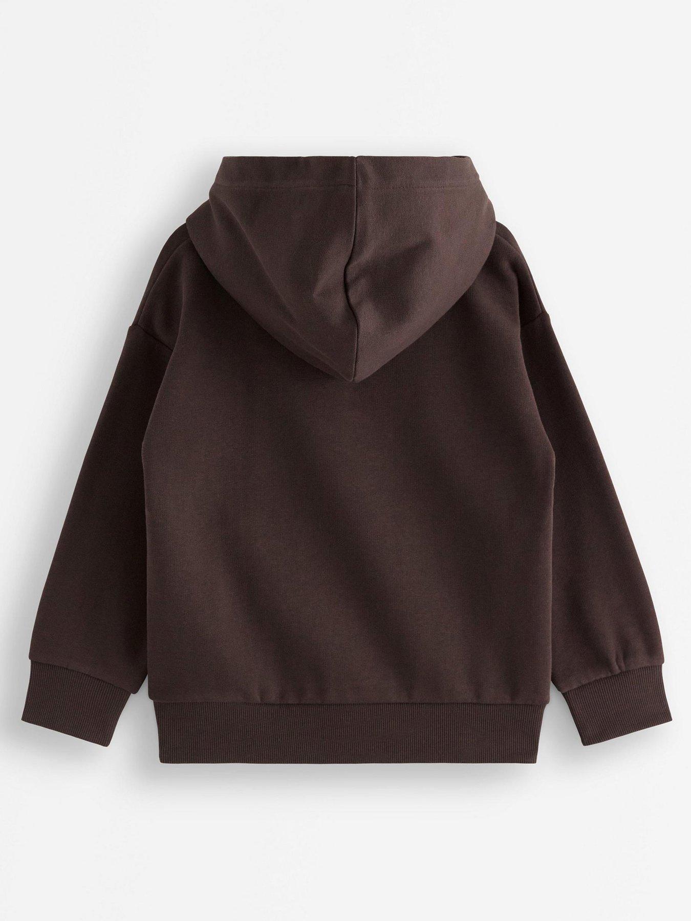 Image 3 of 4 of Lindex Boys Loose Fit Cotton-Blend Hooded Hoodie - Brown