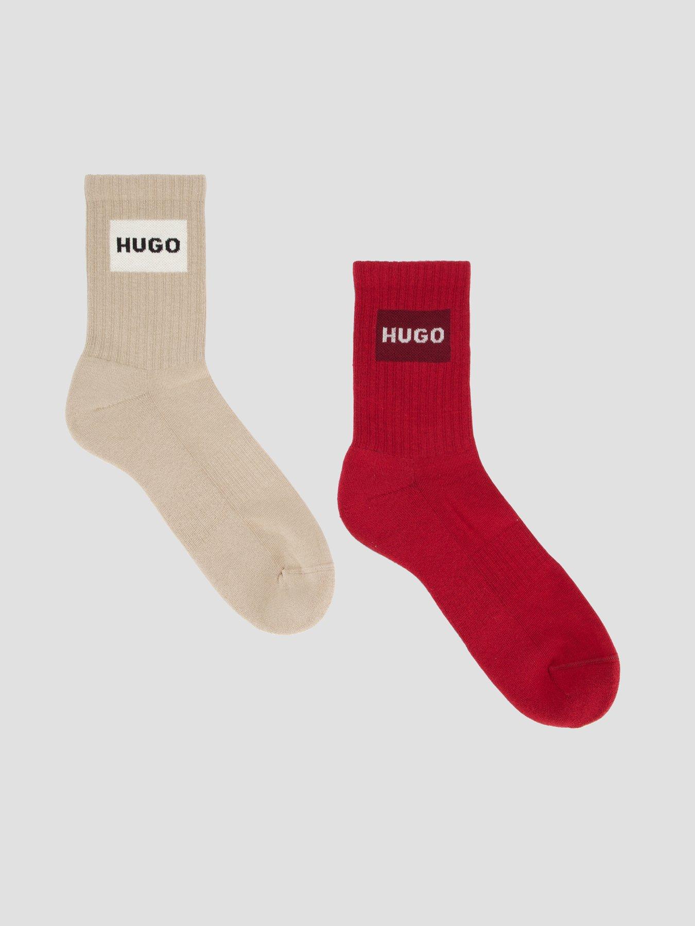 Image 1 of 3 of HUGO Womens 2 Pack Ribbed Quarter Length Socks - Red