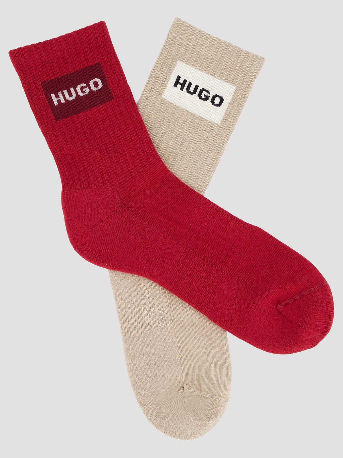 Image 2 of 3 of HUGO Womens 2 Pack Ribbed Quarter Length Socks - Red
