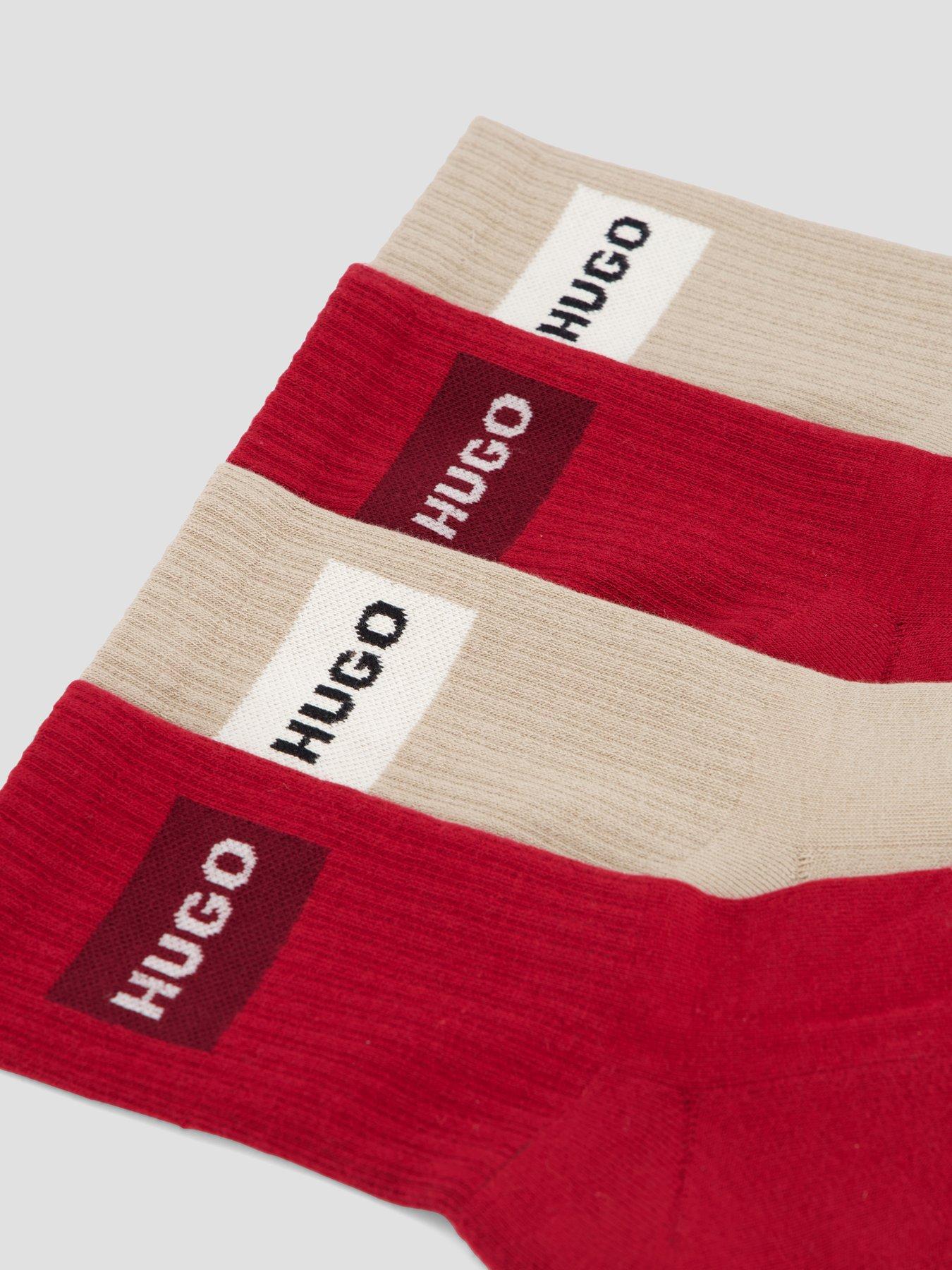 Image 3 of 3 of HUGO Womens 2 Pack Ribbed Quarter Length Socks - Red