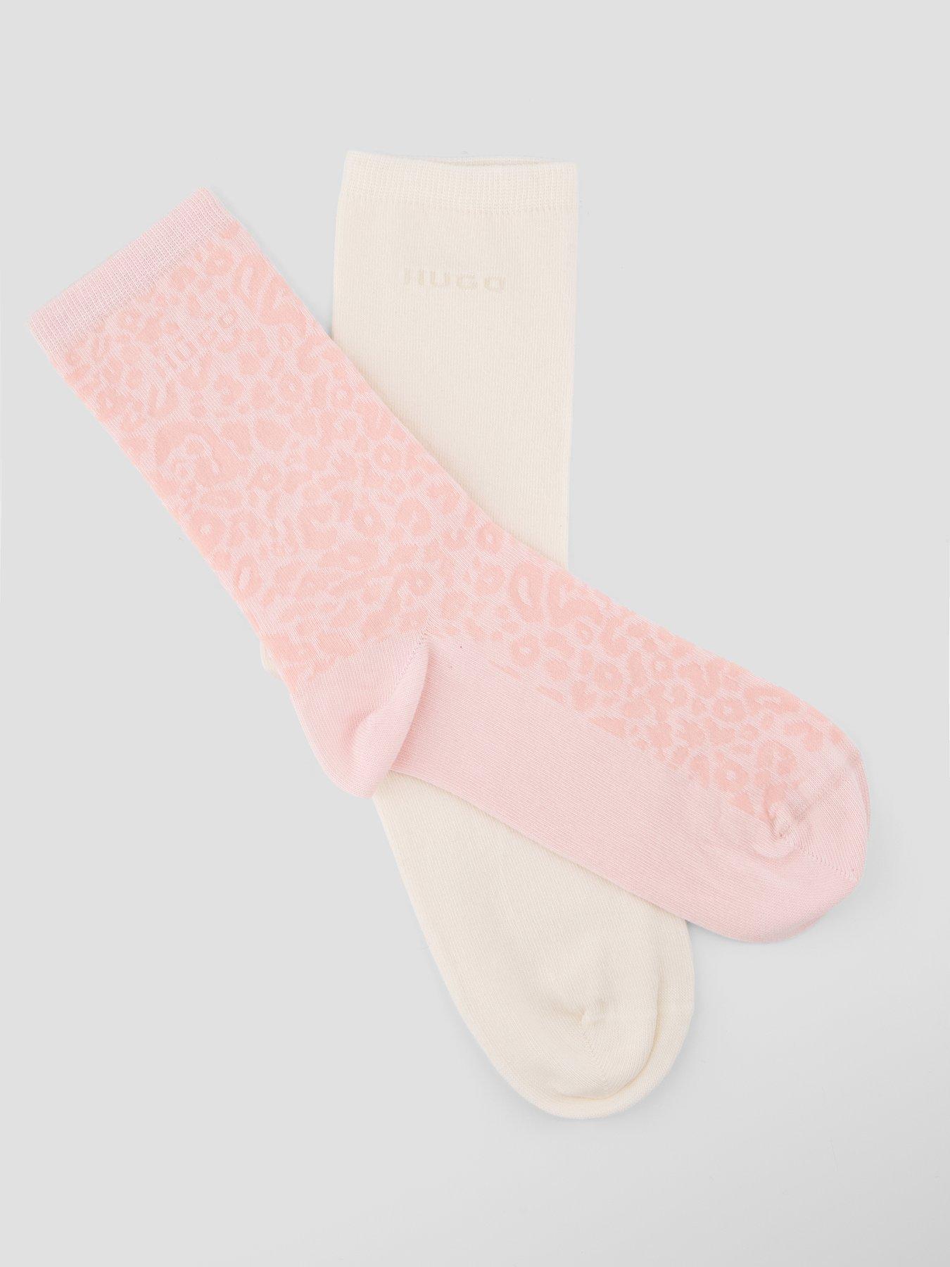 Image 2 of 3 of HUGO Womens 2 Pack Leopard Logo Crew Socks - Pink