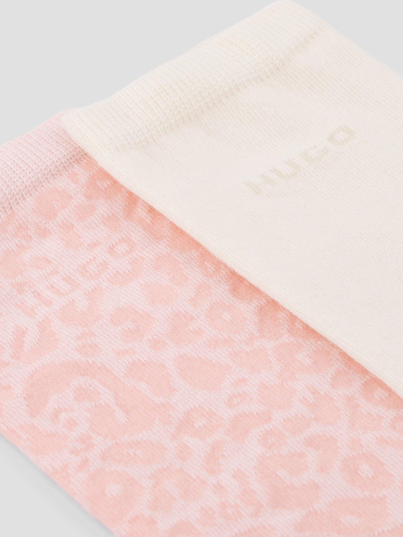Image 3 of 3 of HUGO Womens 2 Pack Leopard Logo Crew Socks - Pink