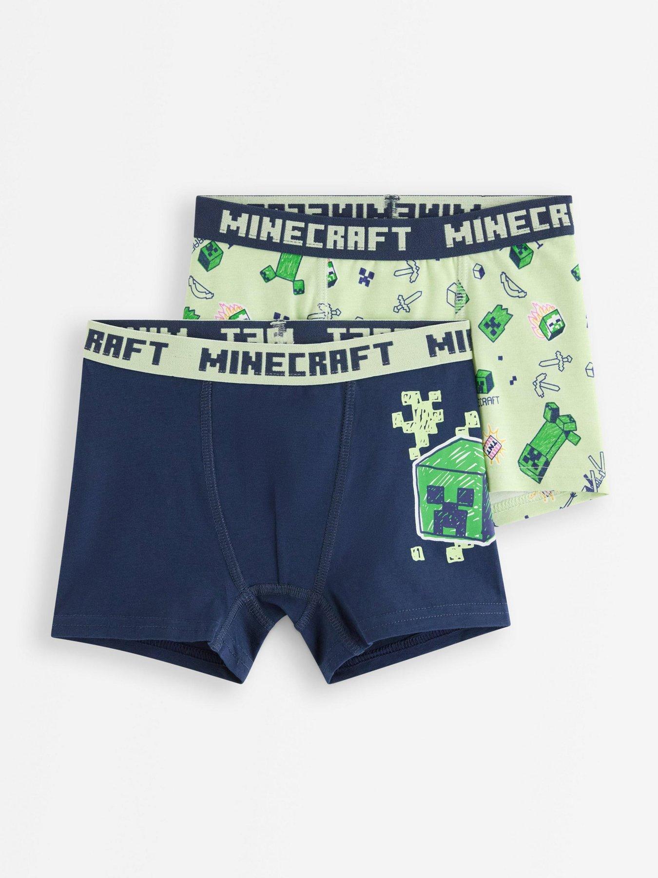 Image 1 of 3 of Lindex Younger Boys 2 Pack Minecraft Boxer Shorts - Dark Blue