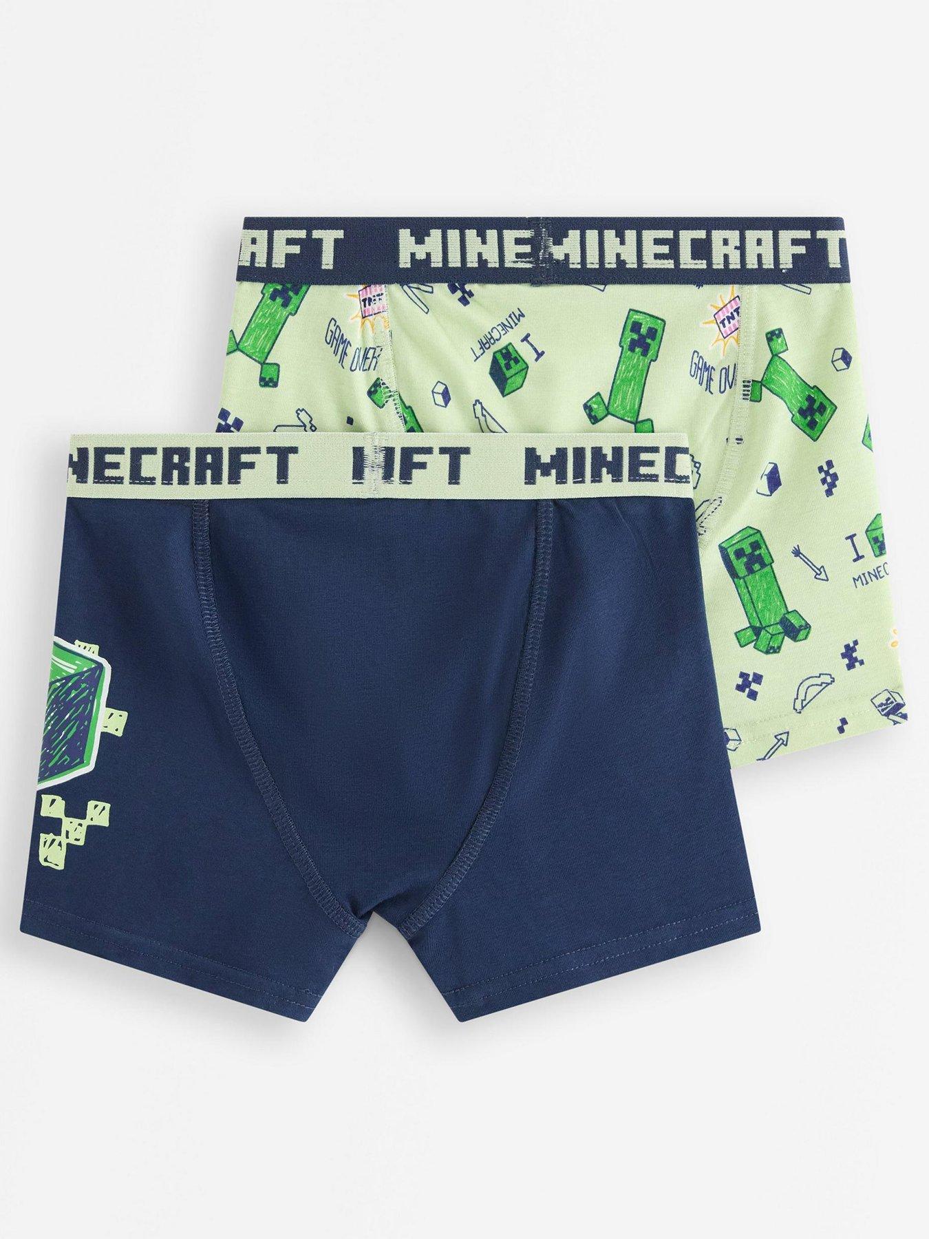 Image 2 of 3 of Lindex Younger Boys 2 Pack Minecraft Boxer Shorts - Dark Blue