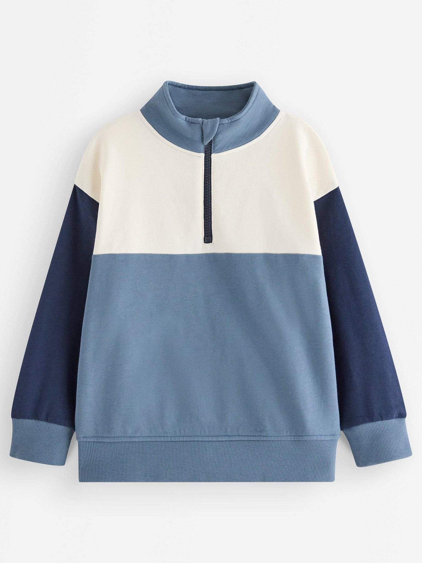 Image 2 of 4 of Lindex Boys Half Zip Colourblock Sweatshirt - Dark Blue