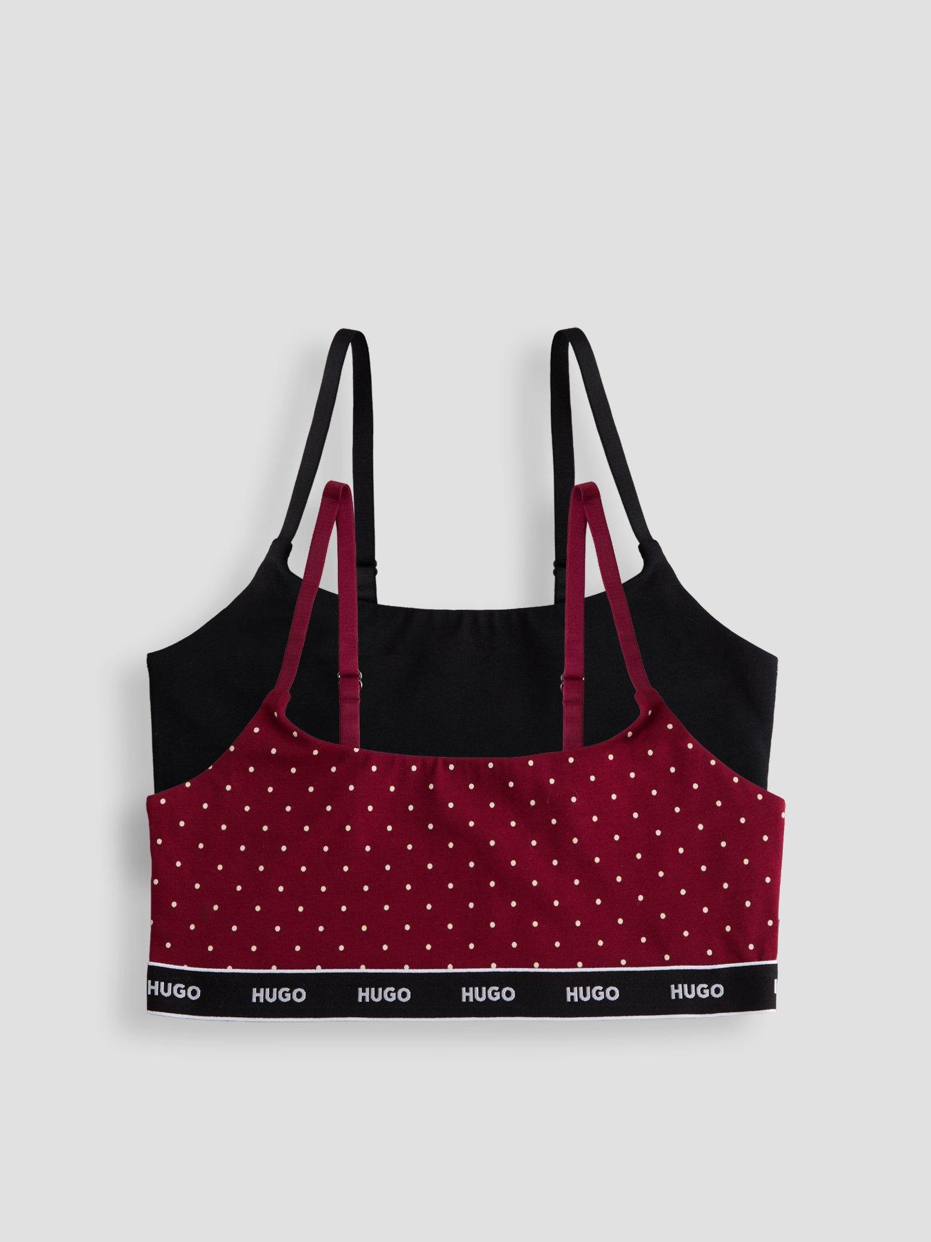 Image 1 of 6 of HUGO Womens Twin Non-Wired Logo Underband Bralette - Red