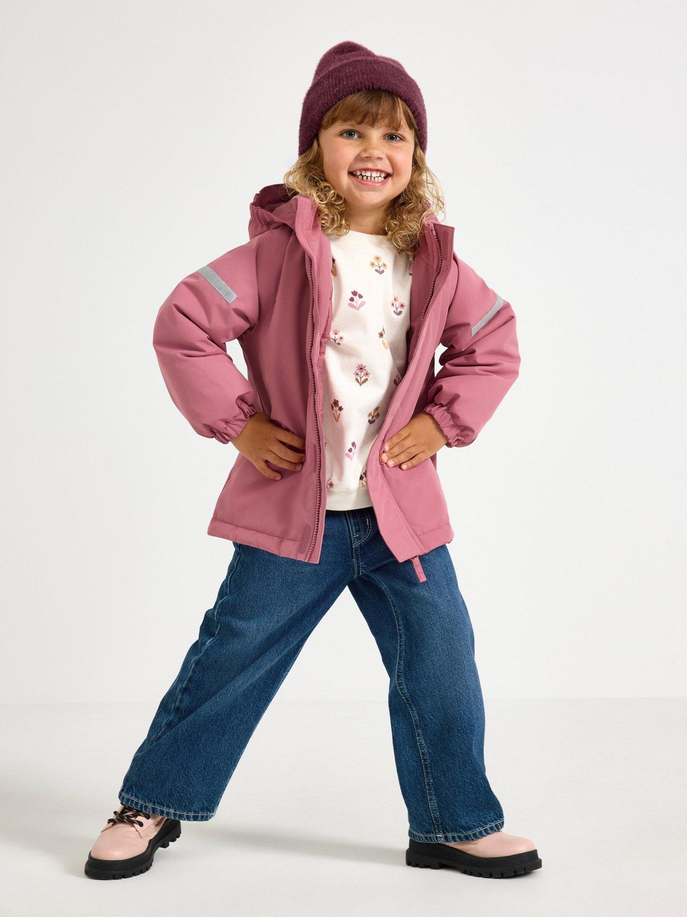 Image 1 of 4 of Lindex Girls Padded Hooded Jacket with Pockets - Pink