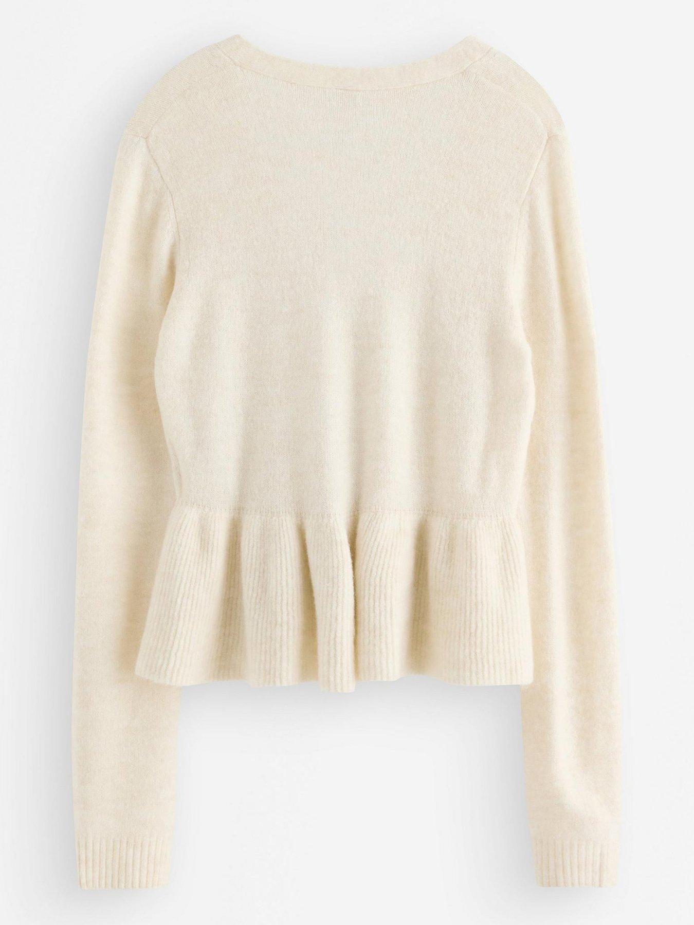 Image 3 of 4 of Lindex Girls Peplum Bow V-Neck Cardigan - Beige