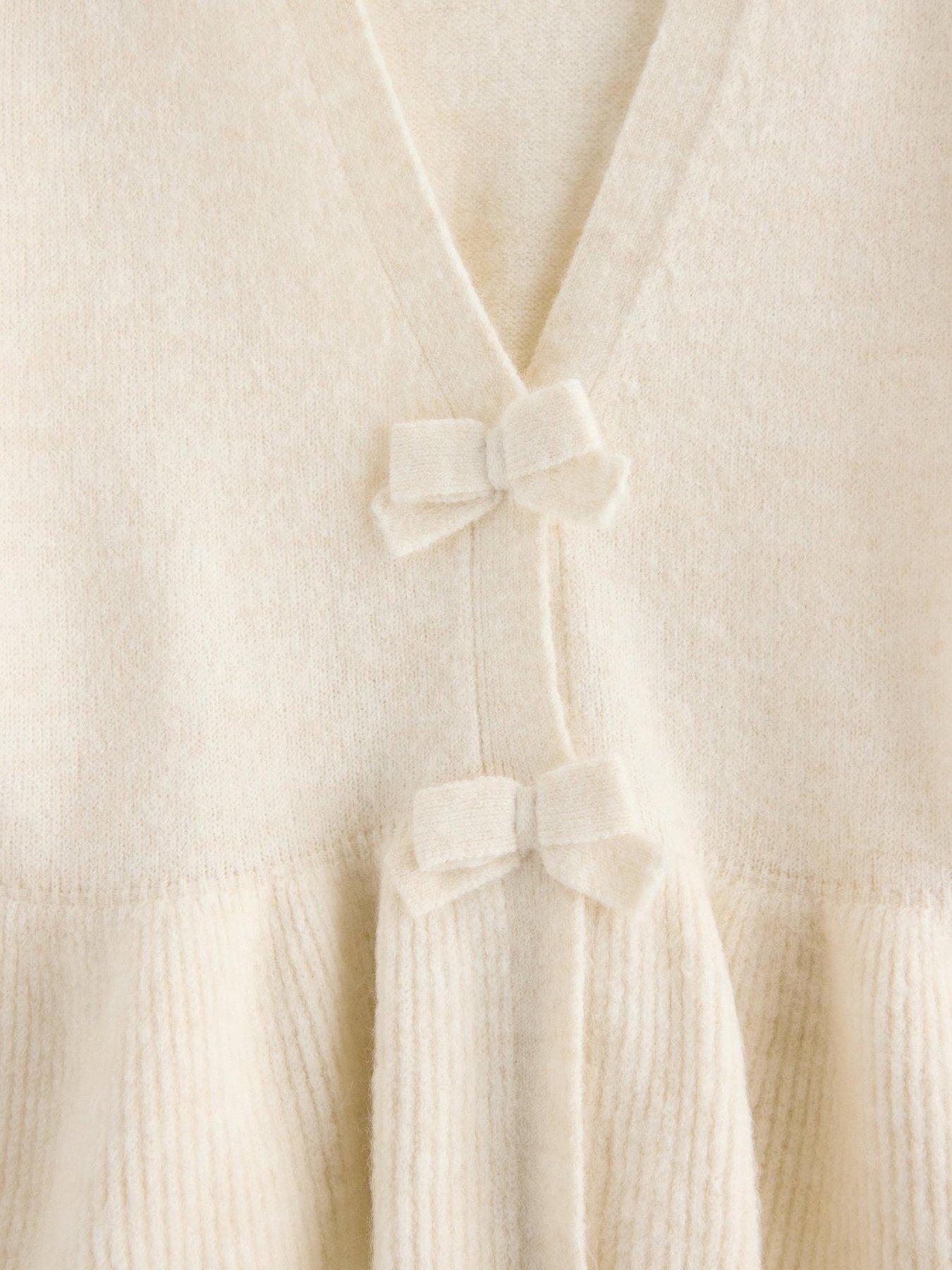 Image 4 of 4 of Lindex Girls Peplum Bow V-Neck Cardigan - Beige