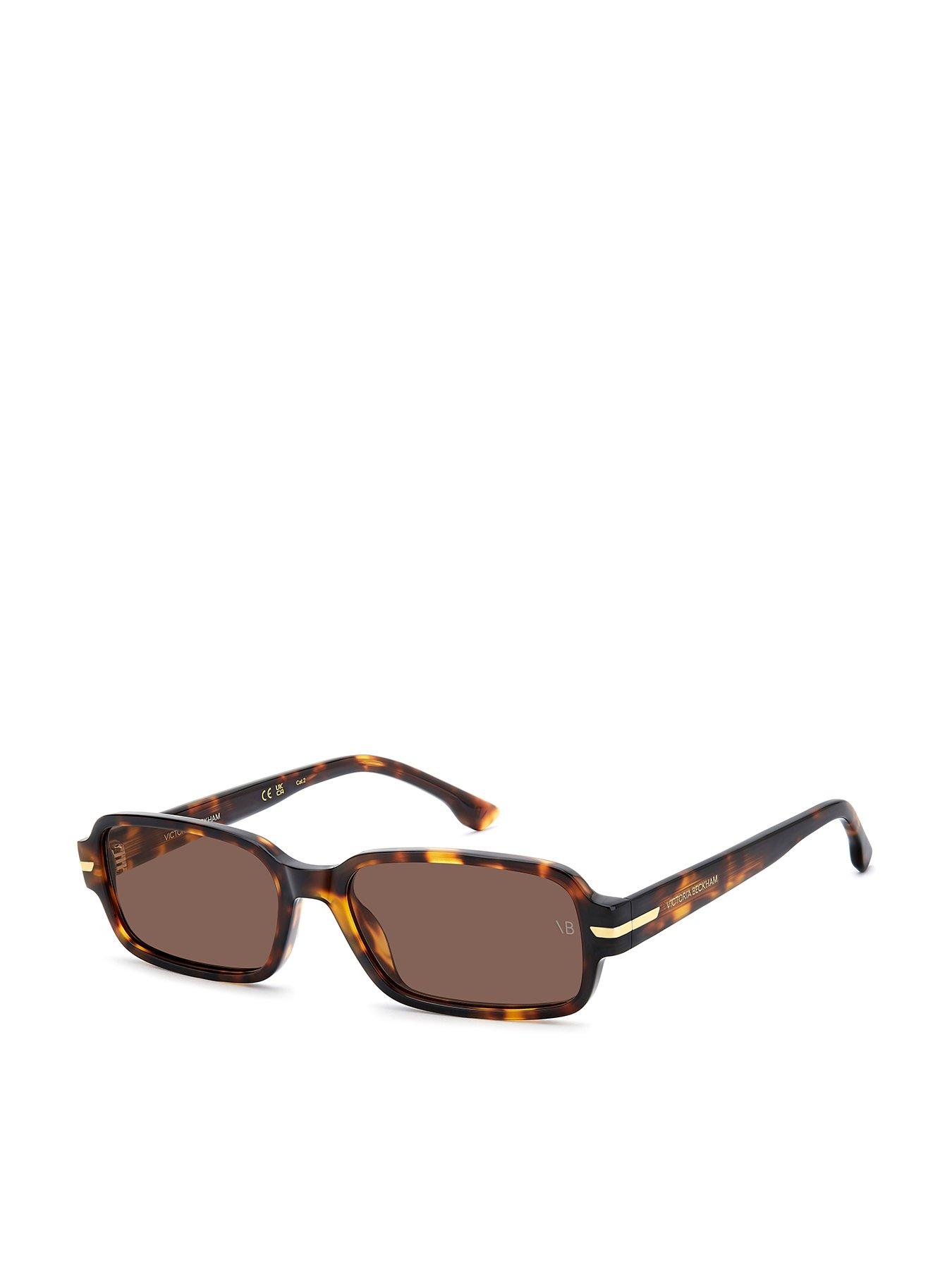 Image 1 of 5 of VICTORIA BECKHAM Womens Shallow Rectangular Sunglasses - Brown Havana