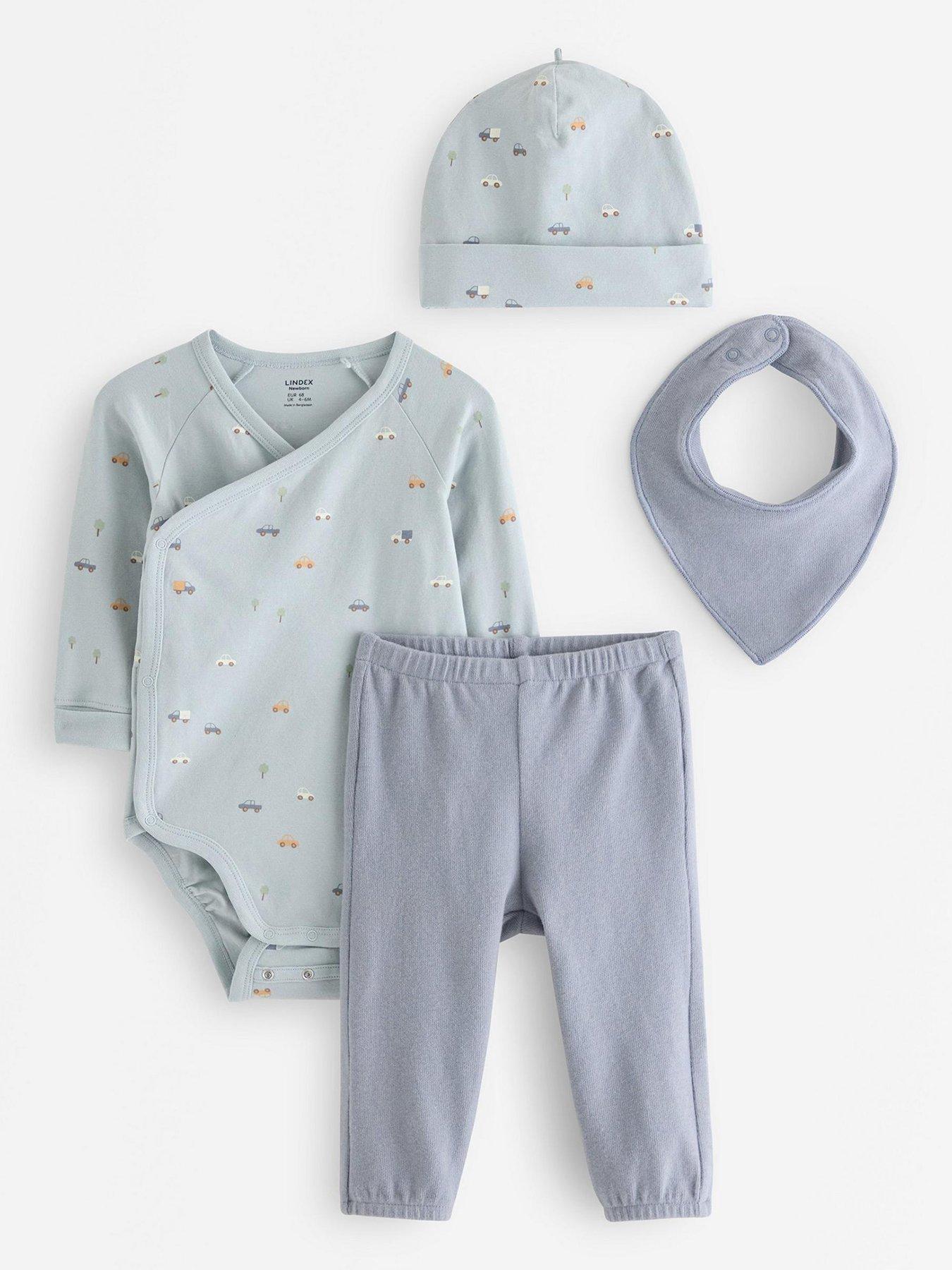 Image 1 of 3 of Lindex Baby Boys Set 4 Piece Outfit Set - Blue