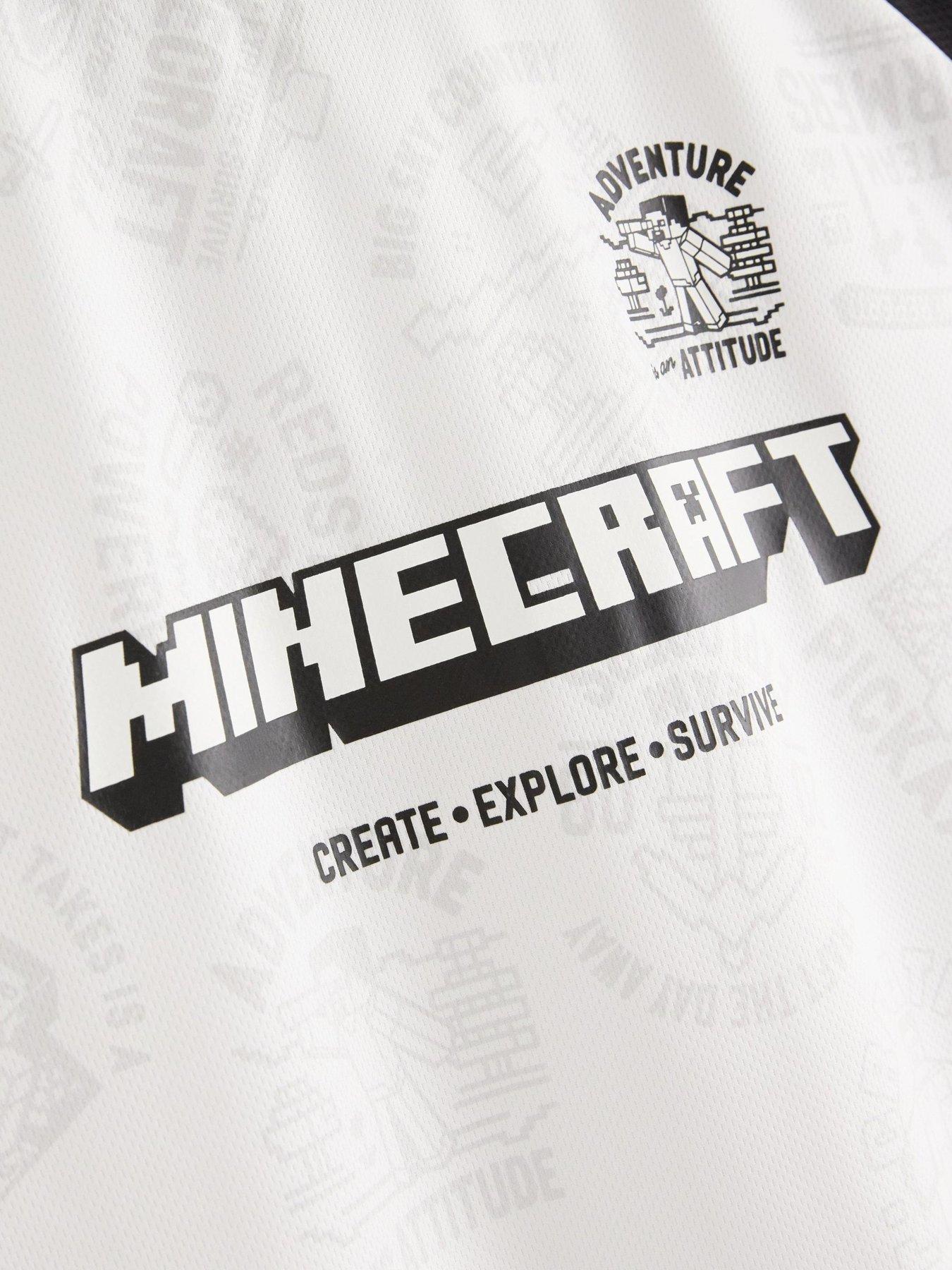 Image 4 of 4 of Lindex Boys Minecraft Print Football-Style T-Shirt - White