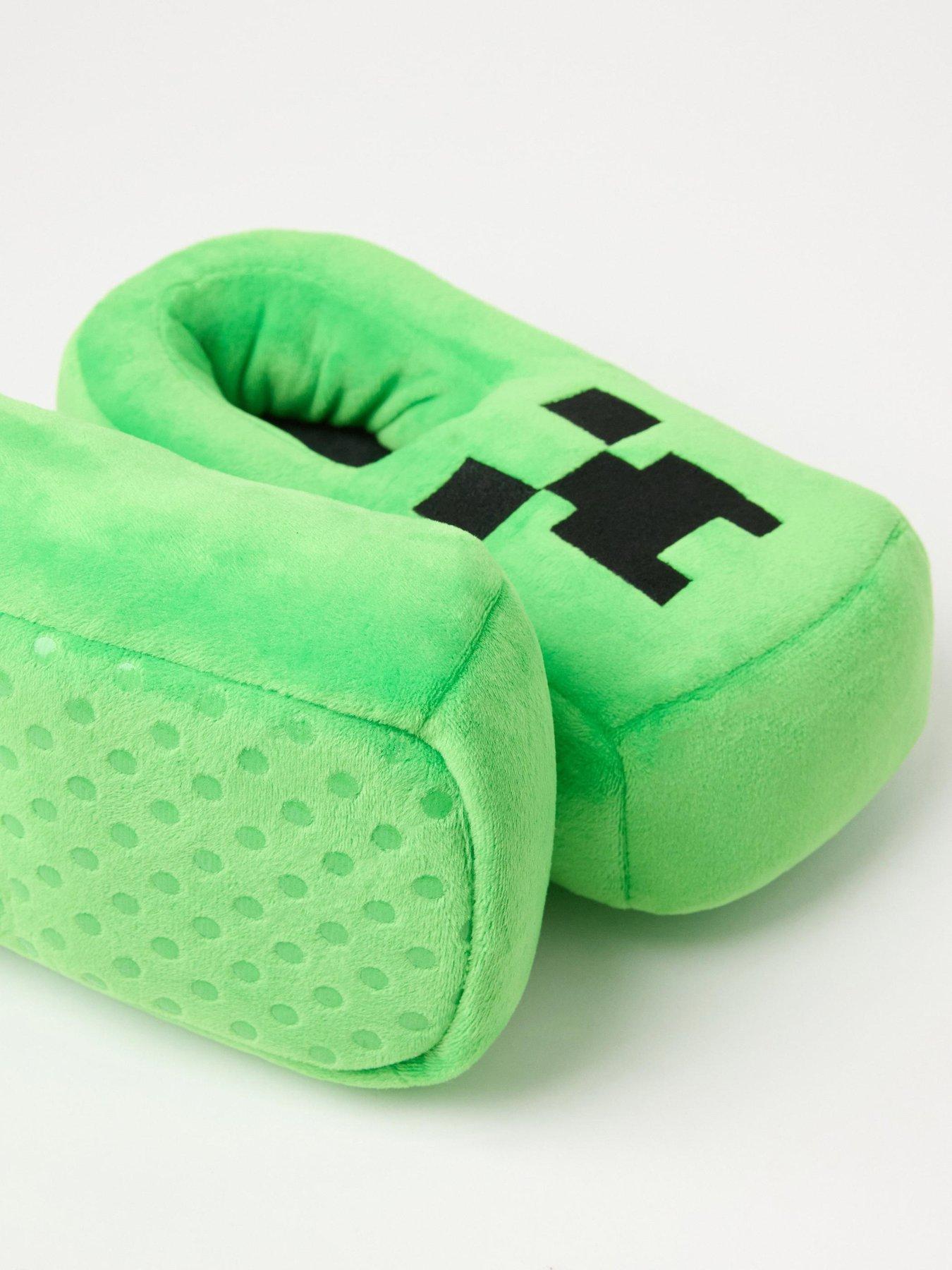 Image 3 of 3 of Lindex Boys Minecraft Creeper Plush Slippers - Green