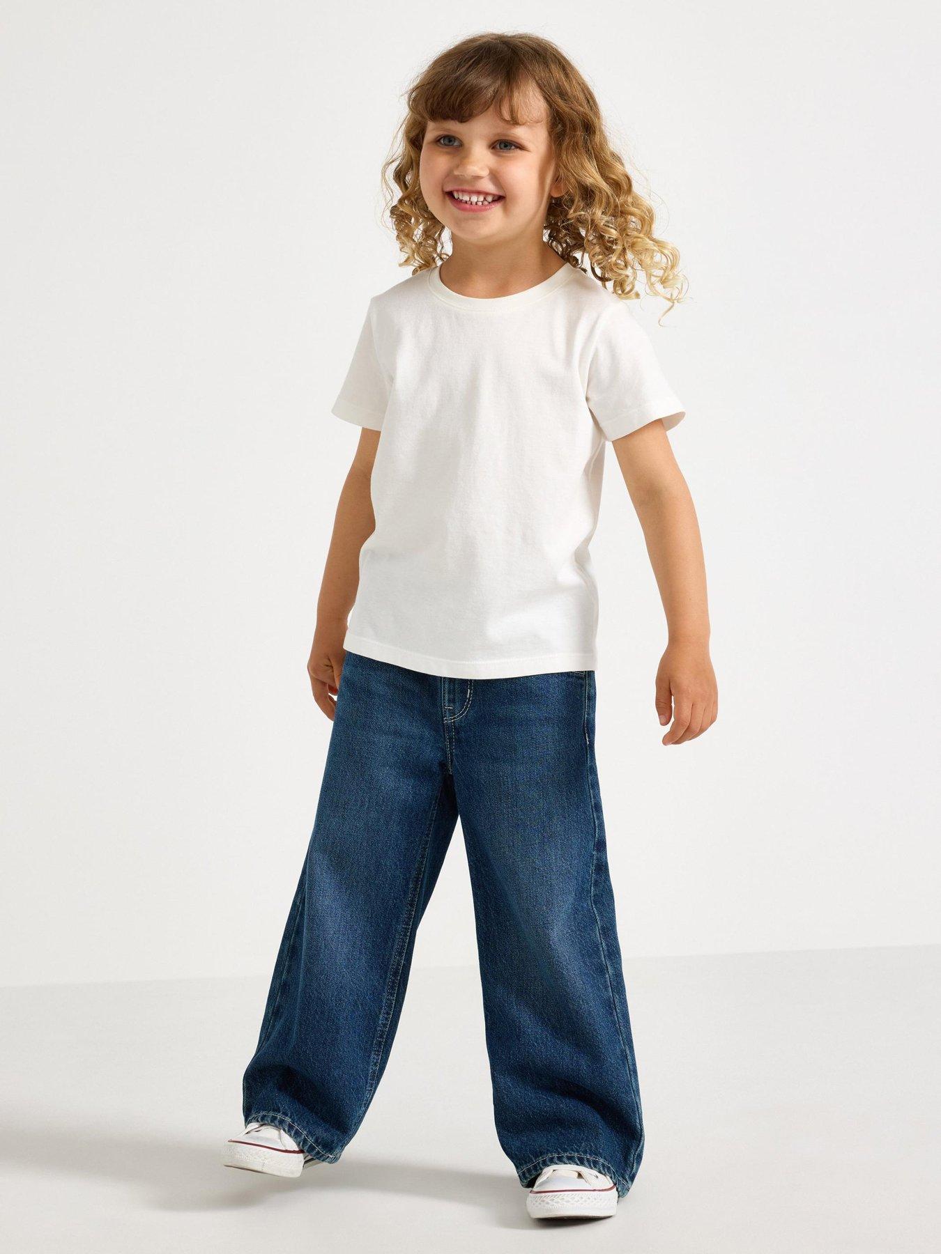 Image 1 of 4 of Lindex Younger Girls Wide Leg Jeans - Dark Blue