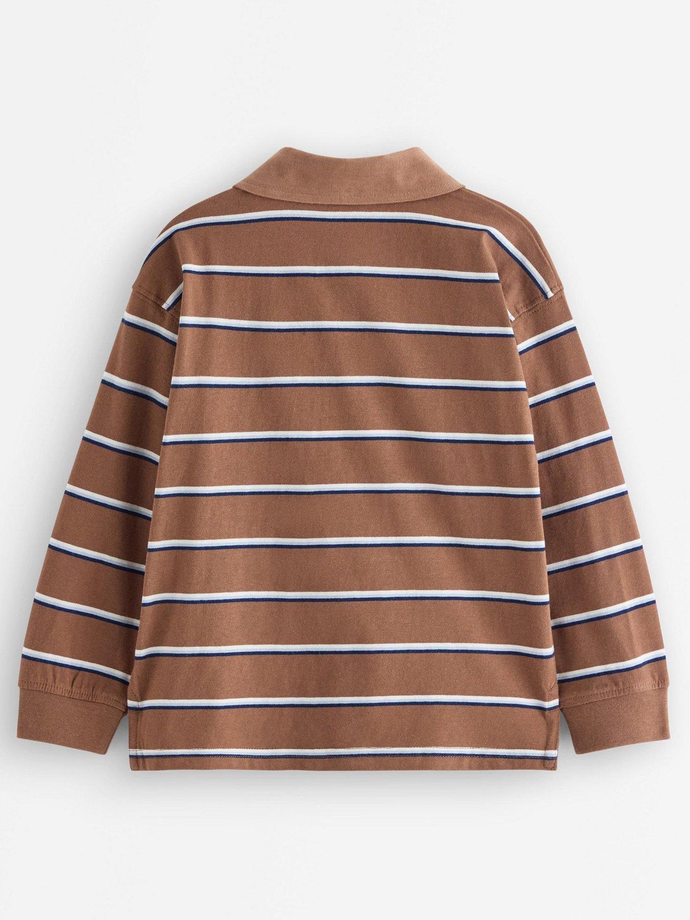 Image 3 of 4 of Lindex Boys Stripe 89 Badge Long Sleeve Rugby Shirt - Brown