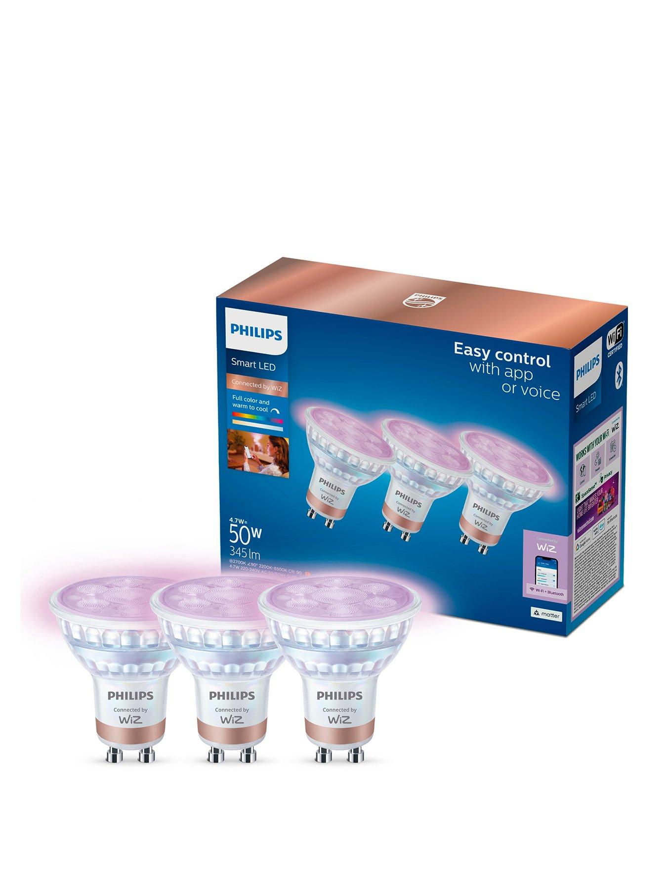 Philips Philips Smart LED RGB GU10 Glass Bulb - 50W, 3 Pack