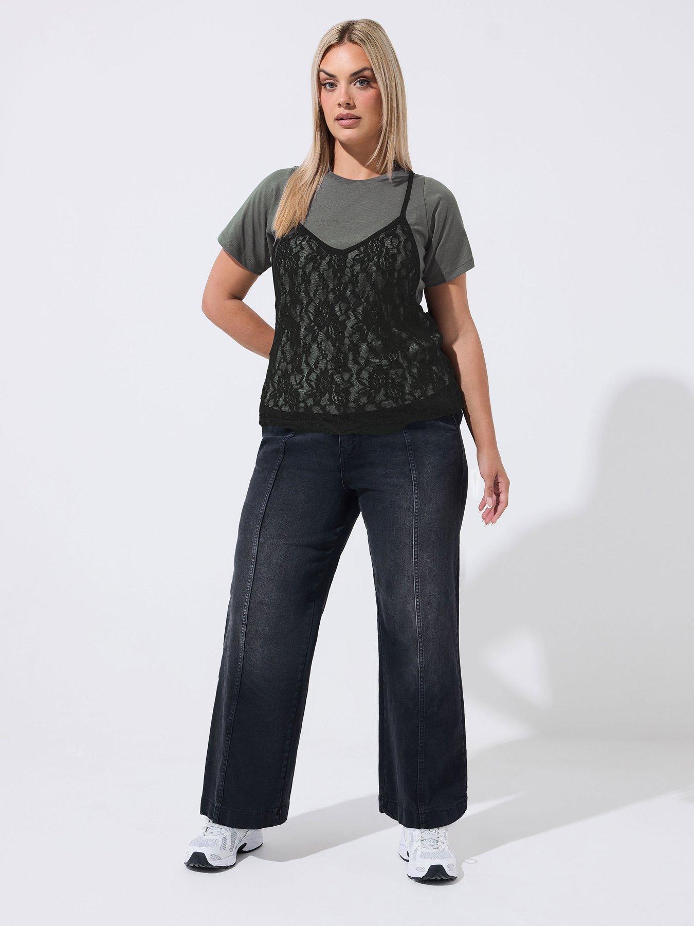 Image 3 of 4 of Yours Curve Lace Cami Top - Grey