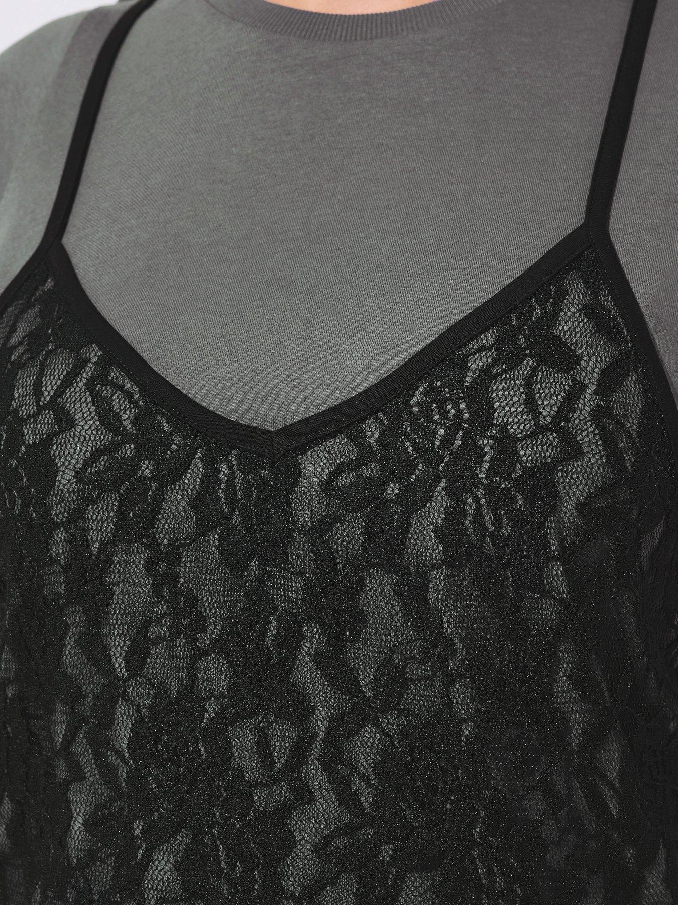 Image 4 of 4 of Yours Curve Lace Cami Top - Grey