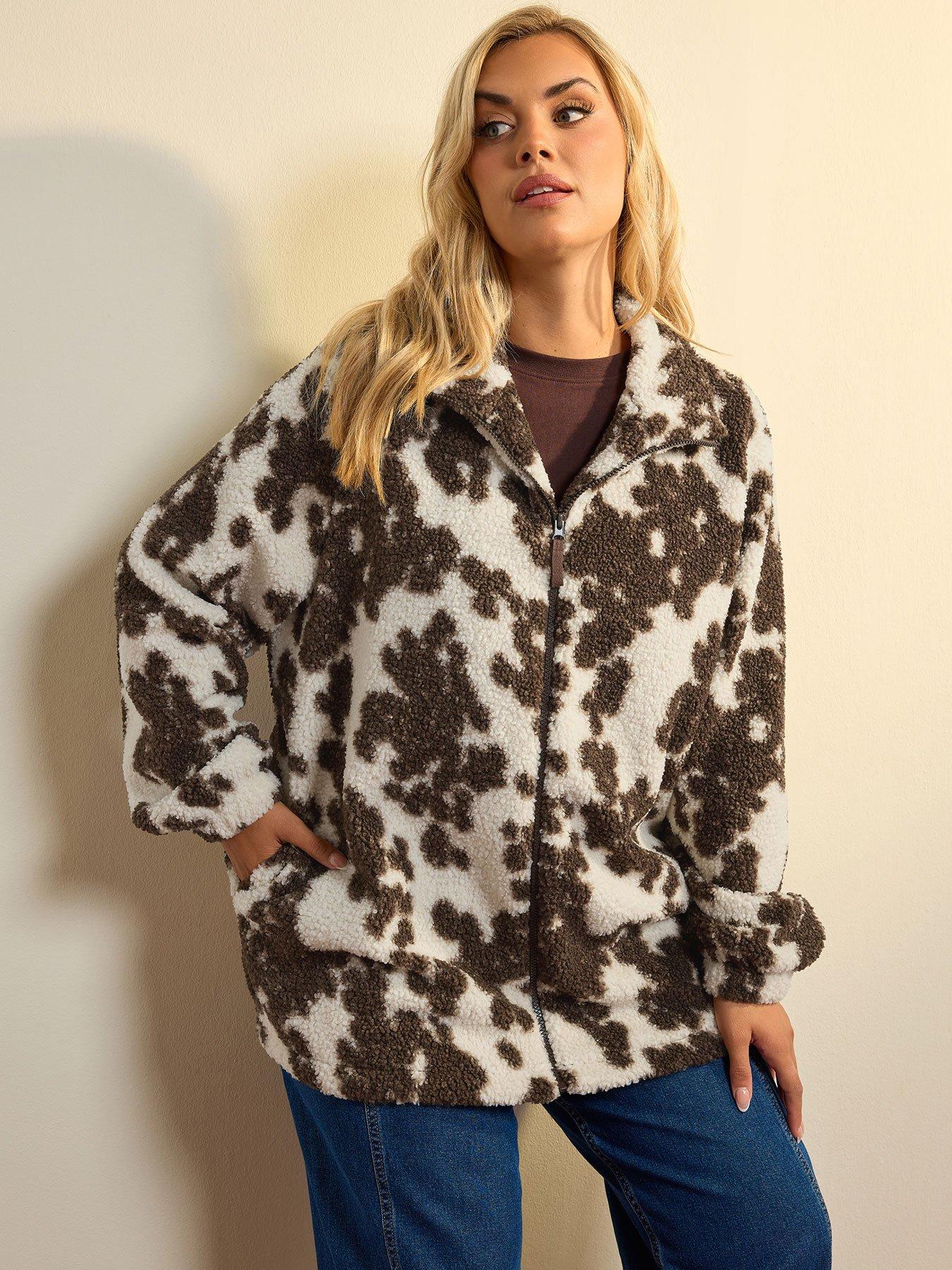 Yours Womens Plus Size Borg Fleece Zip-Through Jacket - White