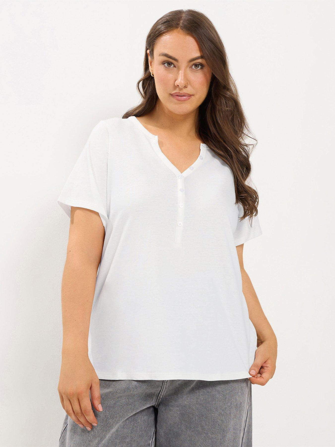 Yours Curve Short Sleeve Henley Button T-shirt