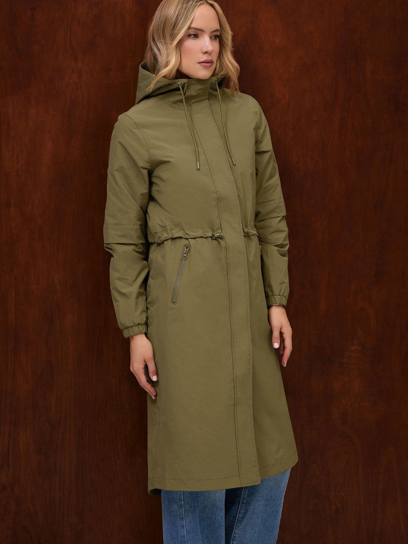 Long Tall Sally Women's Tall Waterproof Longline Jacket - Khaki Green