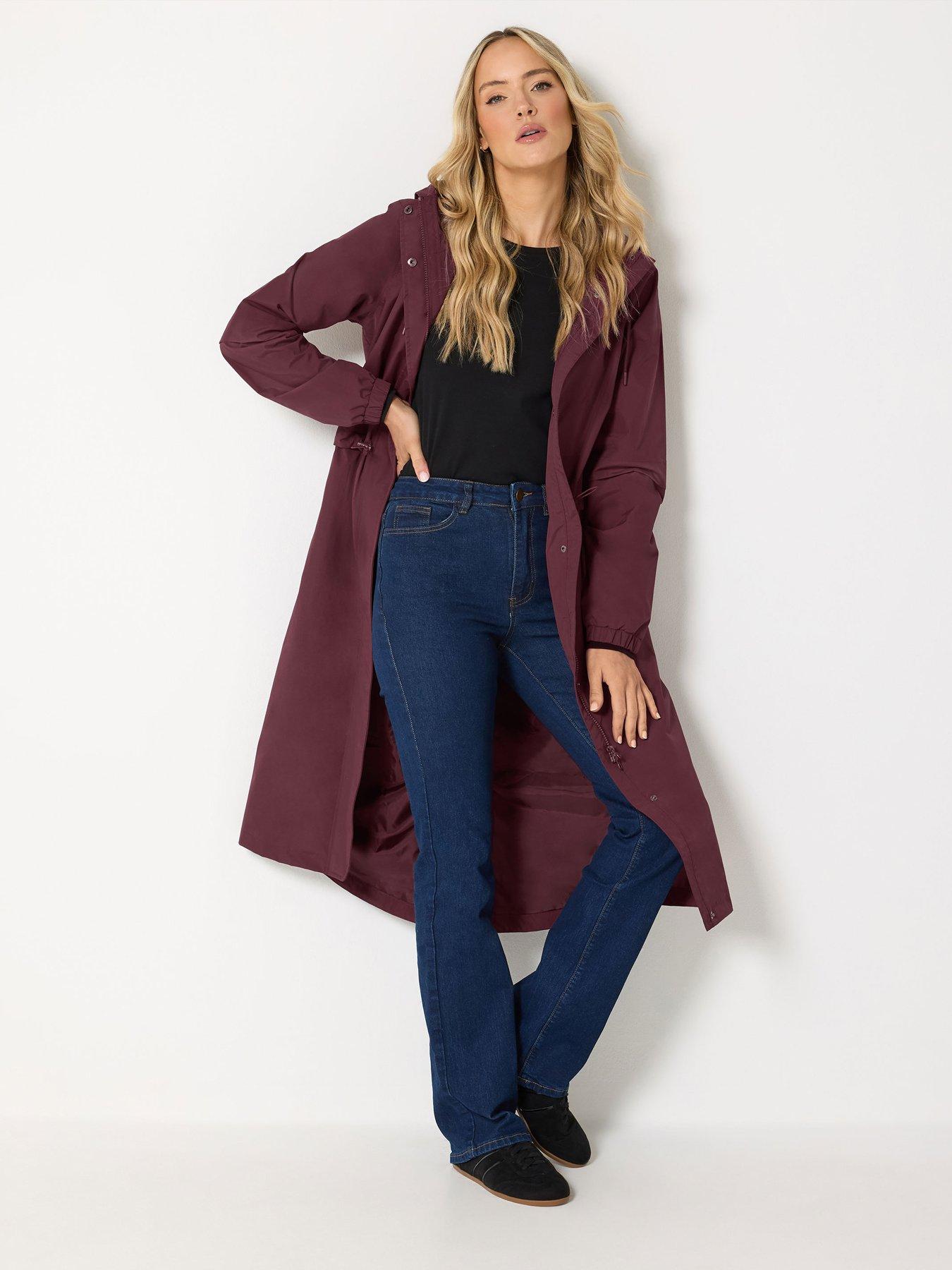 Long Tall Sally Women's Tall Waterproof Longline Jacket - Burgundy