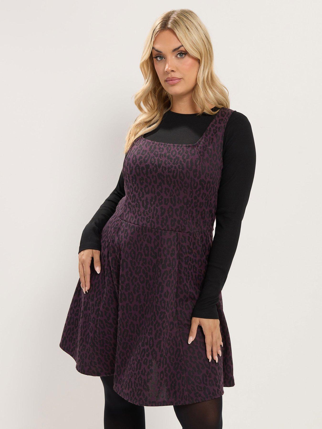 Yours Curve Pinafore Dress - Brown