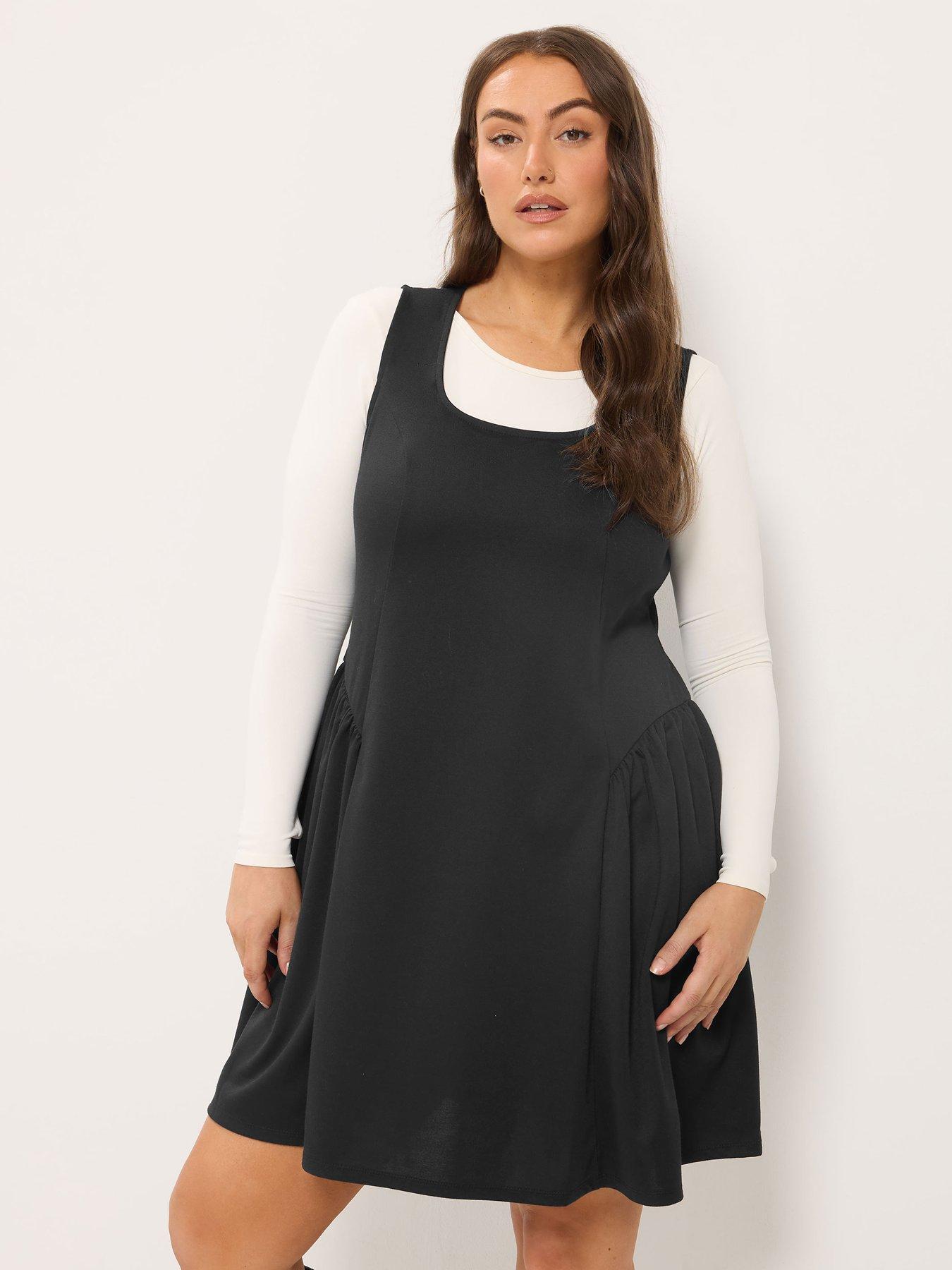Image 1 of 4 of Yours Curve Round Neck Pinafore Dress