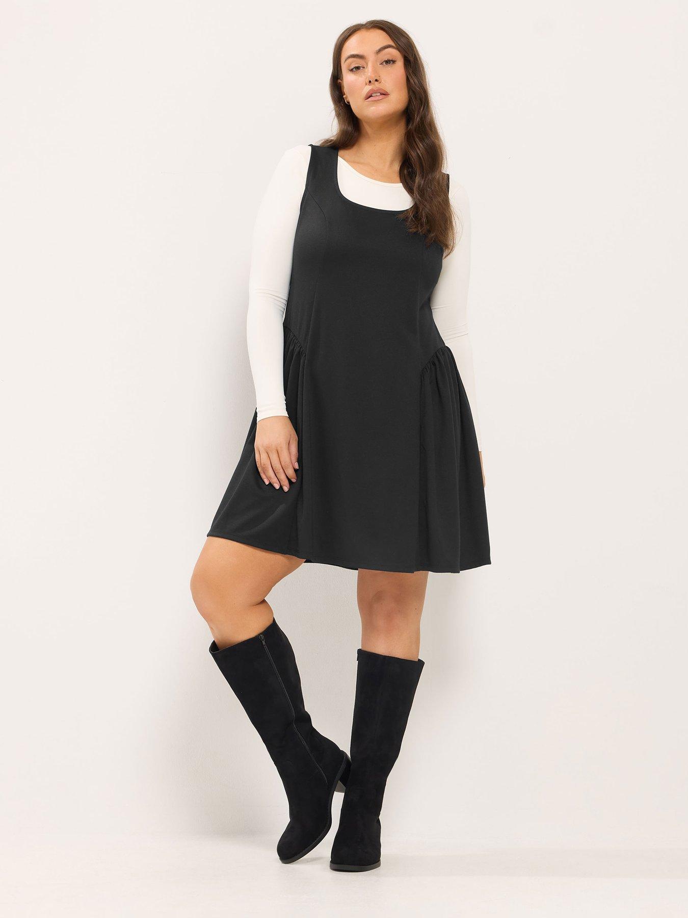 Image 3 of 4 of Yours Curve Round Neck Pinafore Dress