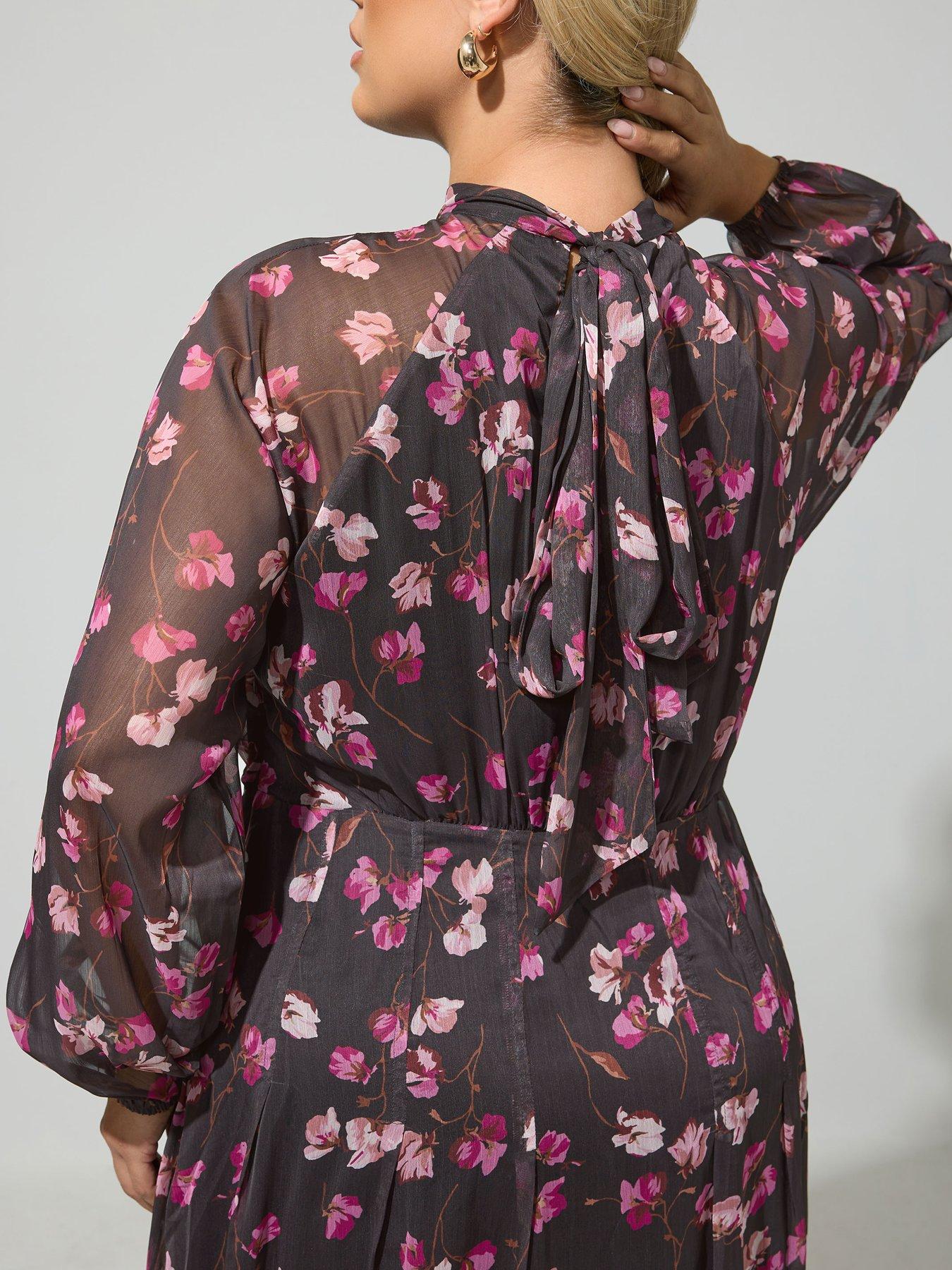 Image 4 of 4 of Yours Curve Bow Back Dress - Black