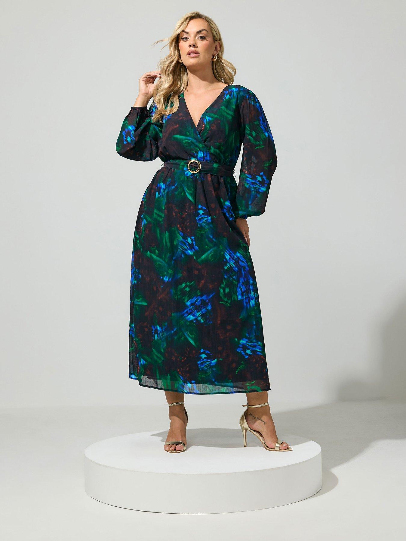 Yours Curve Buckle Wrap Dress - Black