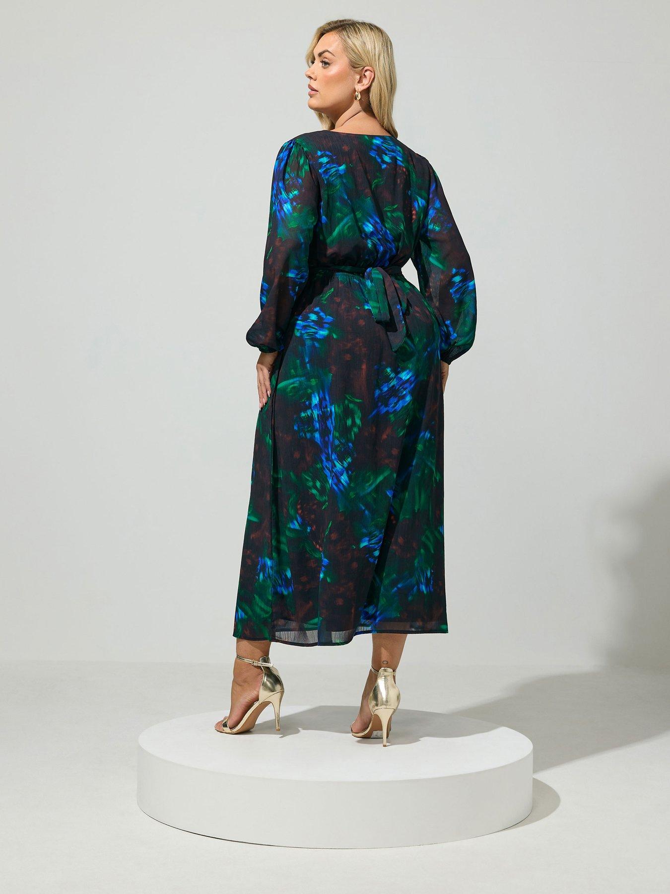 Image 2 of 4 of Yours Curve Buckle Wrap Dress - Black